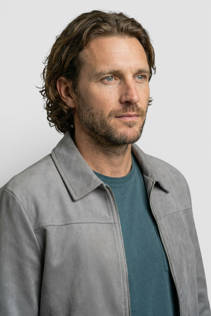 Lysegrå Suede Jakke til Mænd – Moderne Casual Jakke