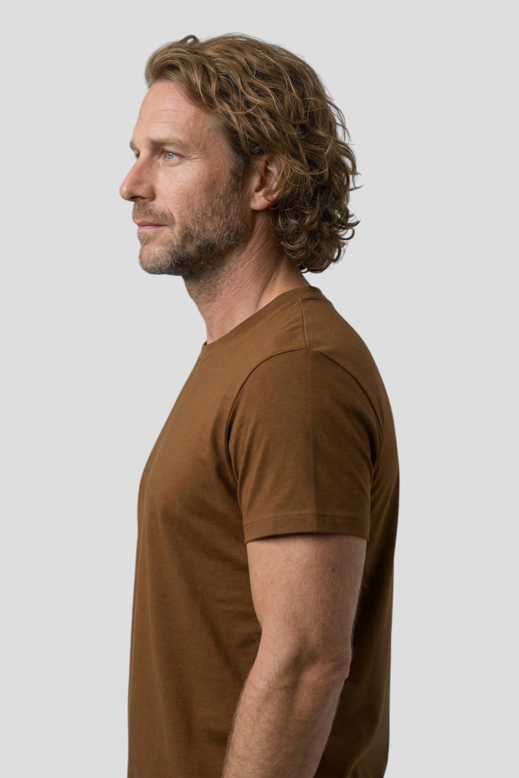 Herre T-Shirt Slim Fit Høj Bomuld Brun