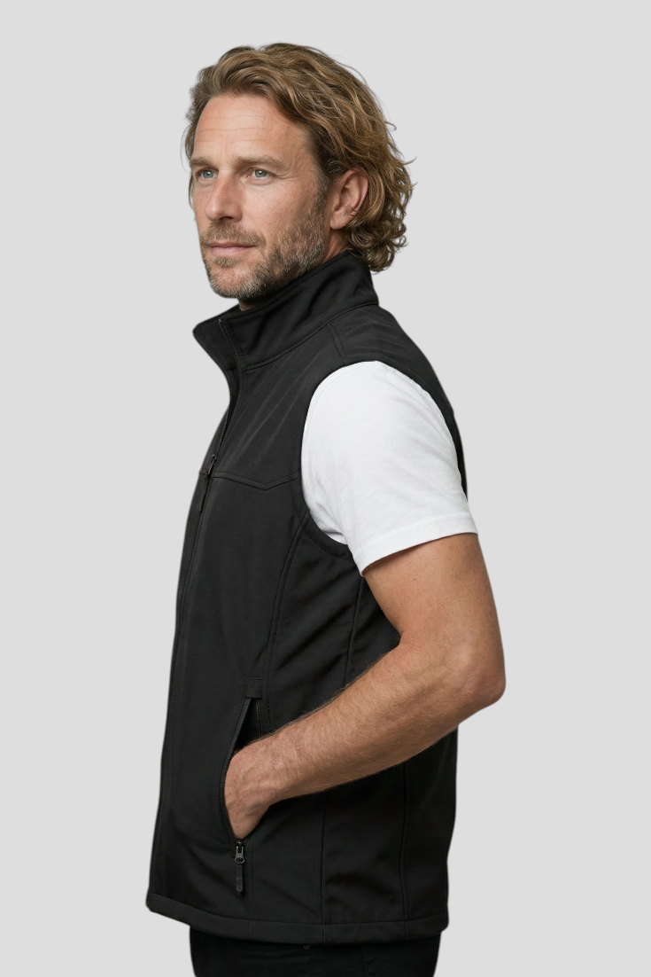 Herrevest Stretch Fleece Fuld Lynlås Sort