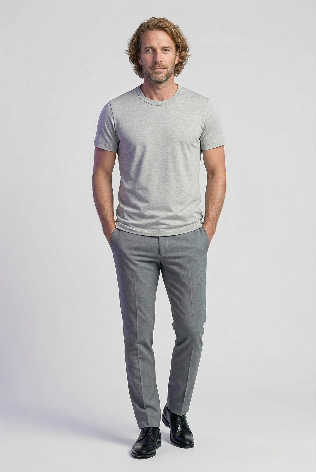 Herre Slim-Fit T-shirt i Grå - Uld