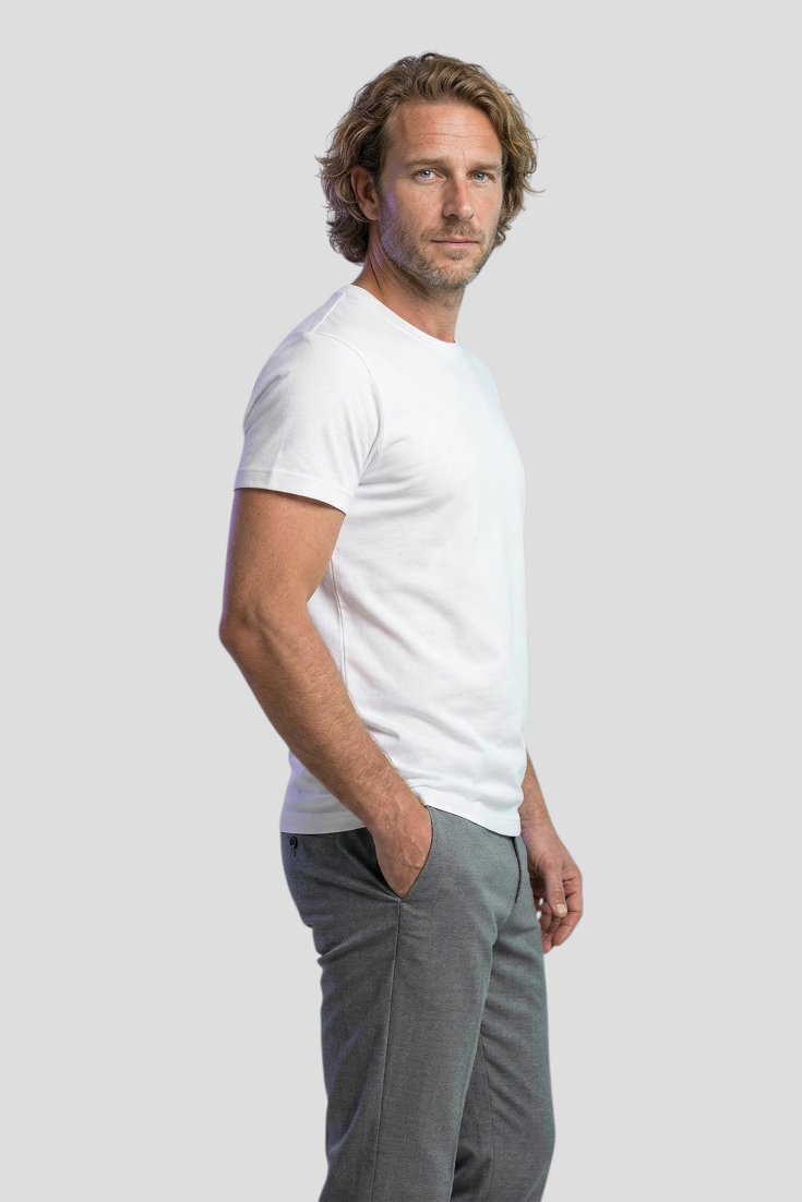 Hvid T-Shirt Herre Slim Fit Uld
