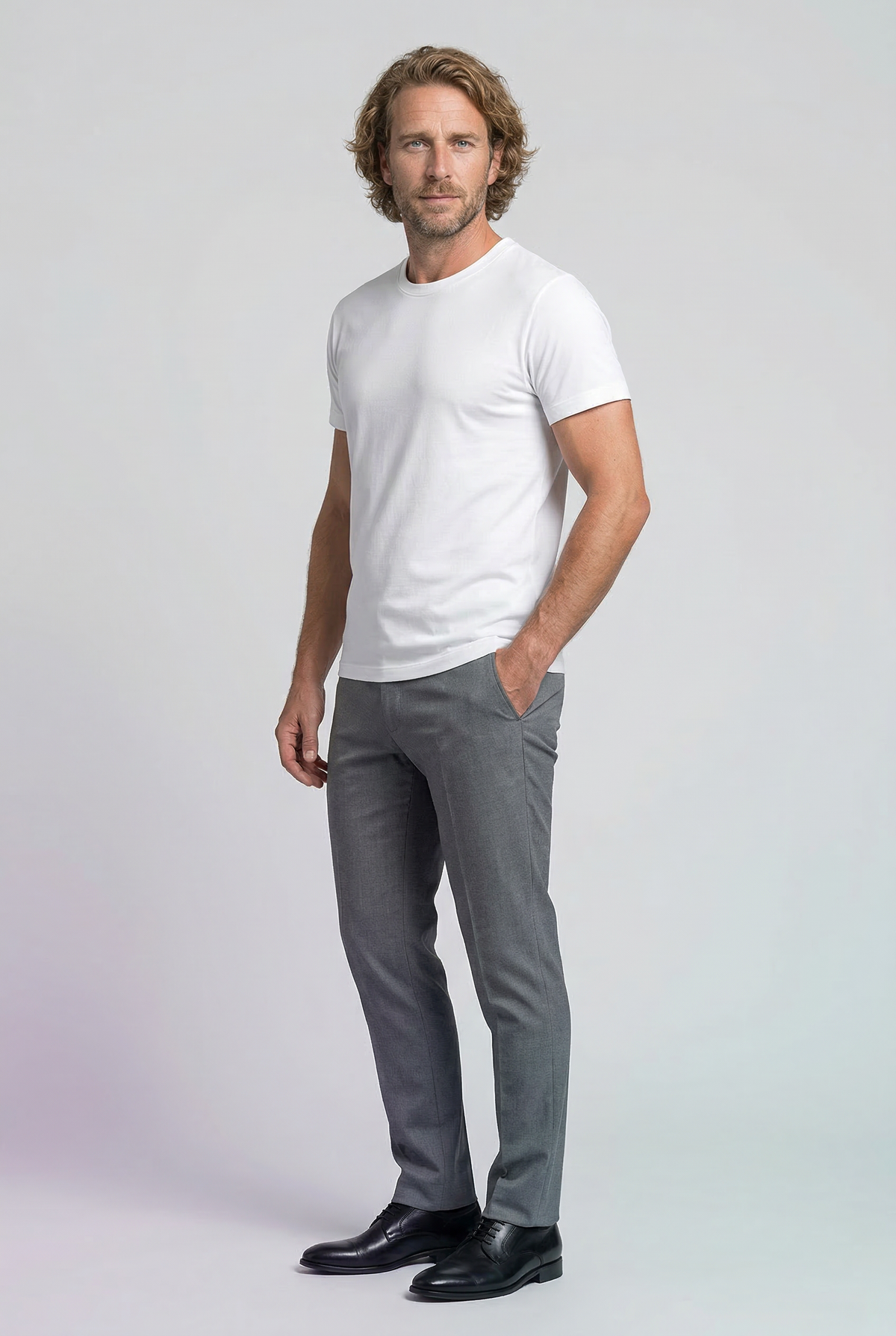 Hvid T-Shirt Herre Slim Fit Uld