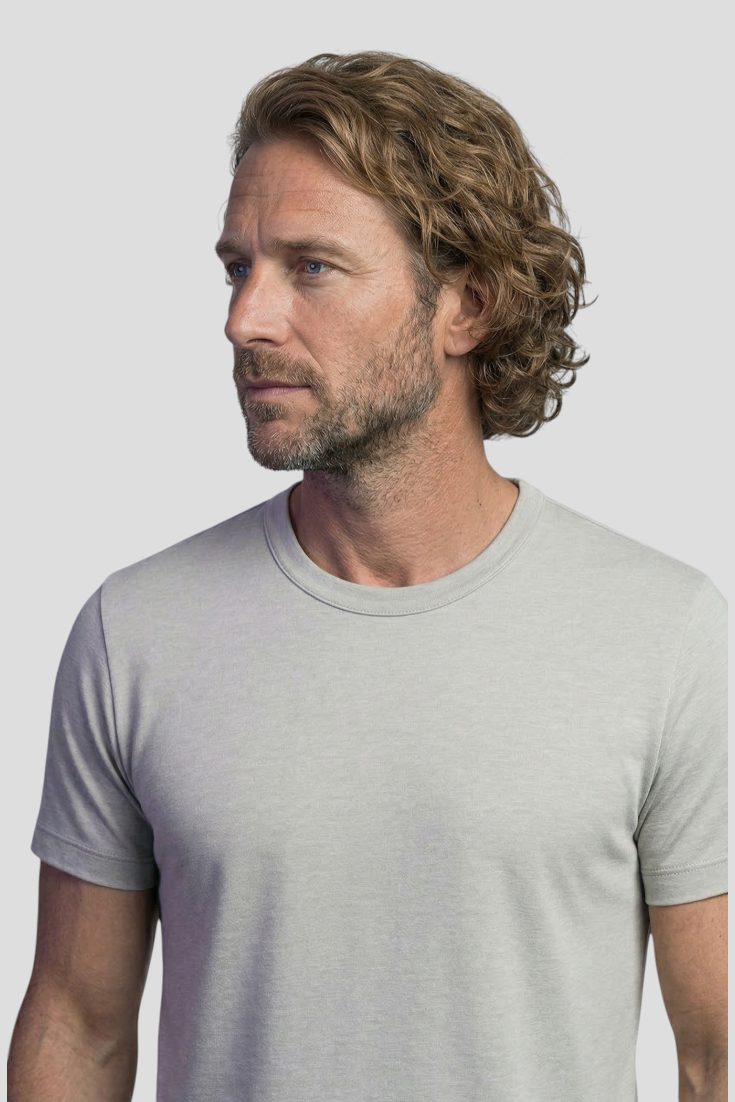 Herre Slim-Fit T-shirt i Grå - Uld