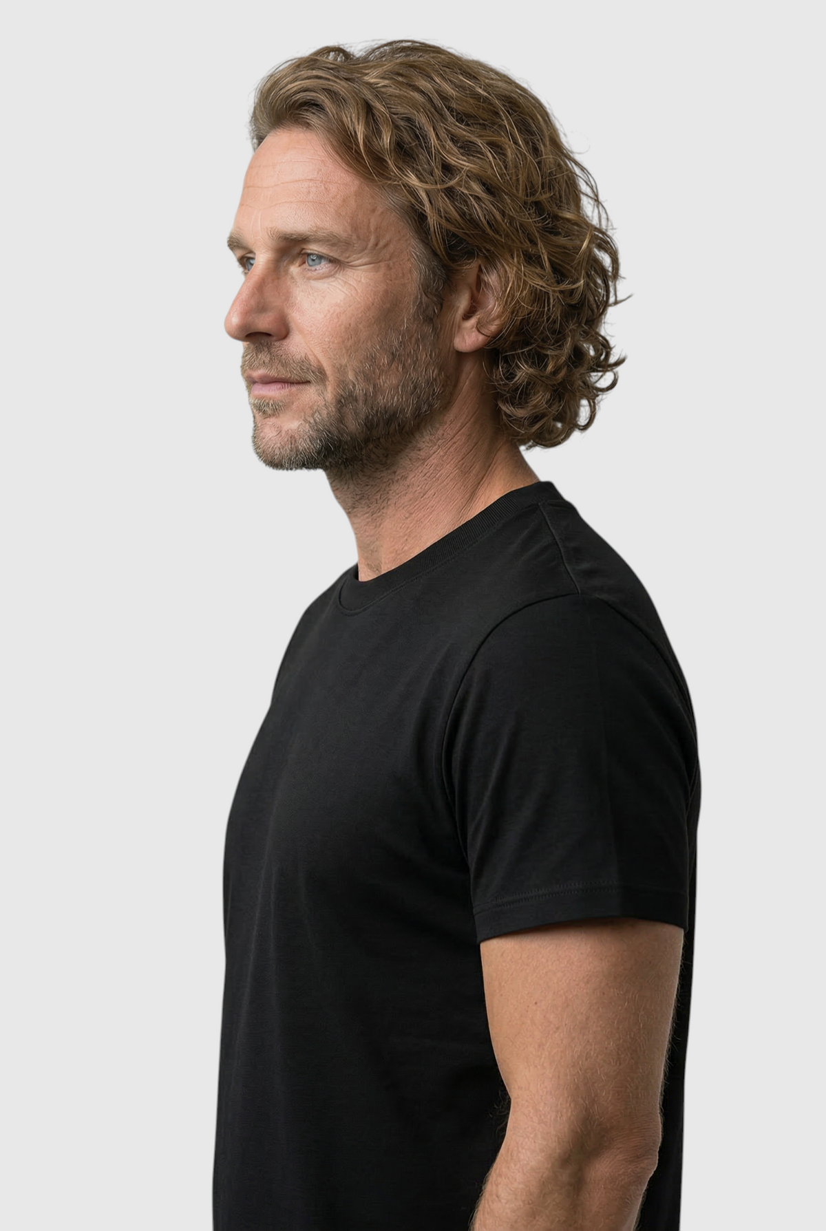 Herre Slim-Fit Merceriseret T-shirt i Sort - Uld