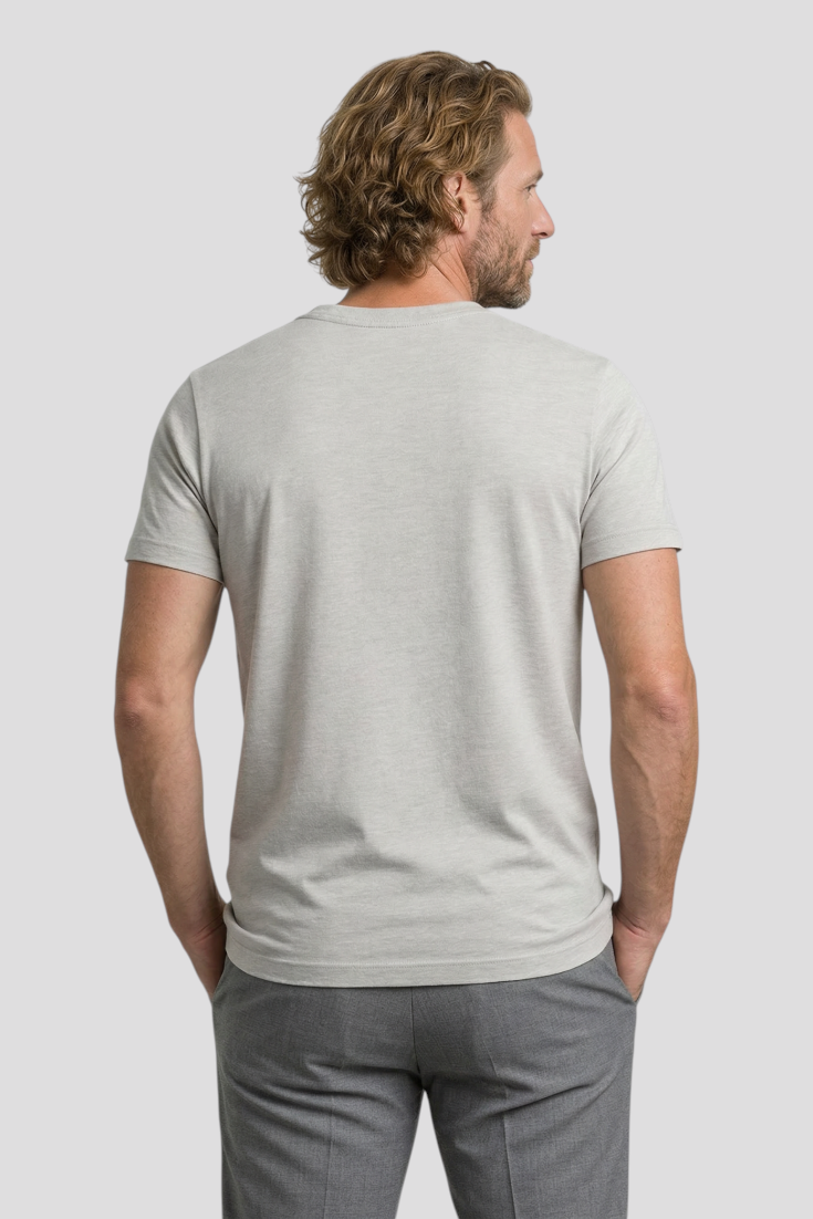 Herre Slim-Fit T-shirt i Grå - Uld