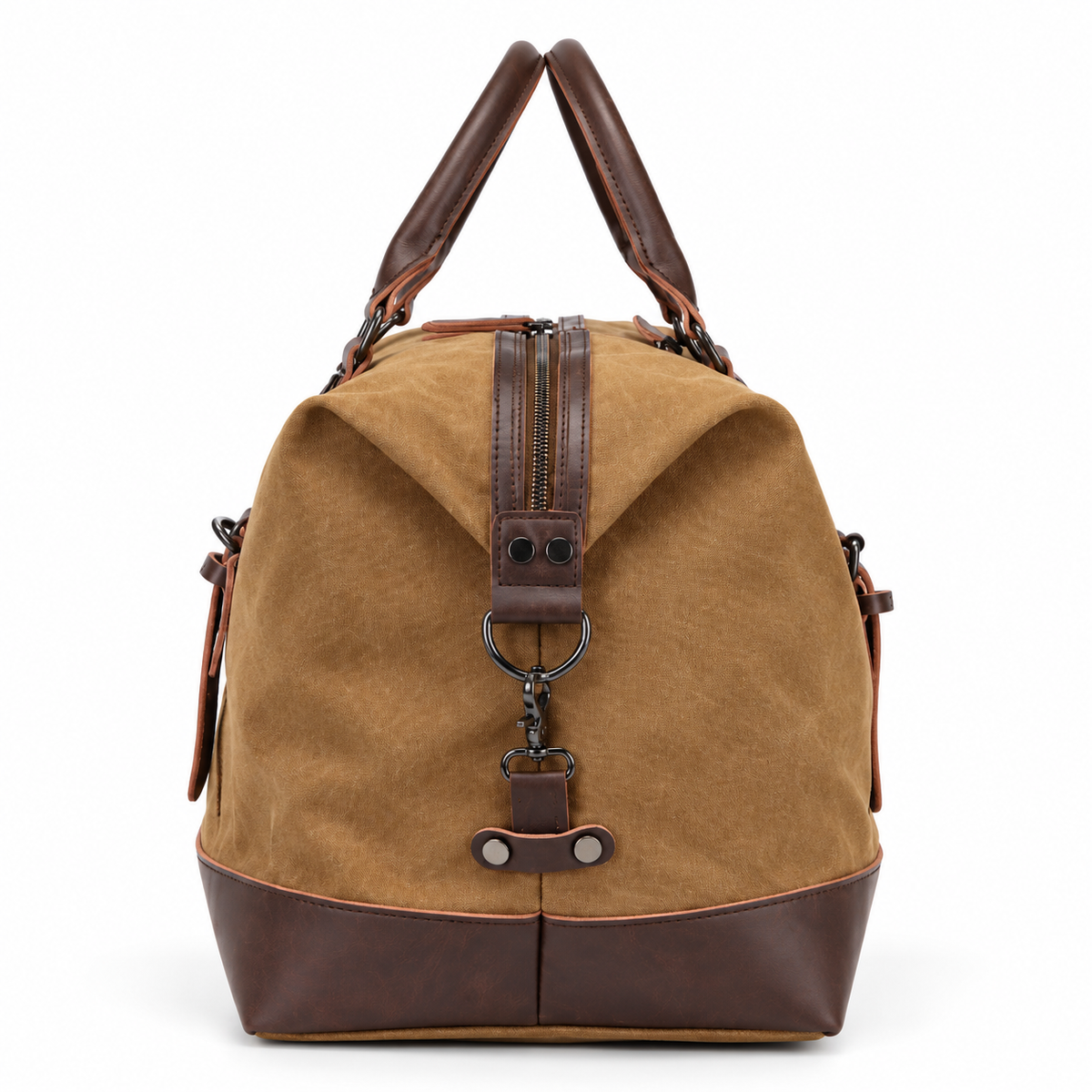 Weekendtaske herre camel i canvas – hanke, skulderrem - - Taske - Valmont Wear