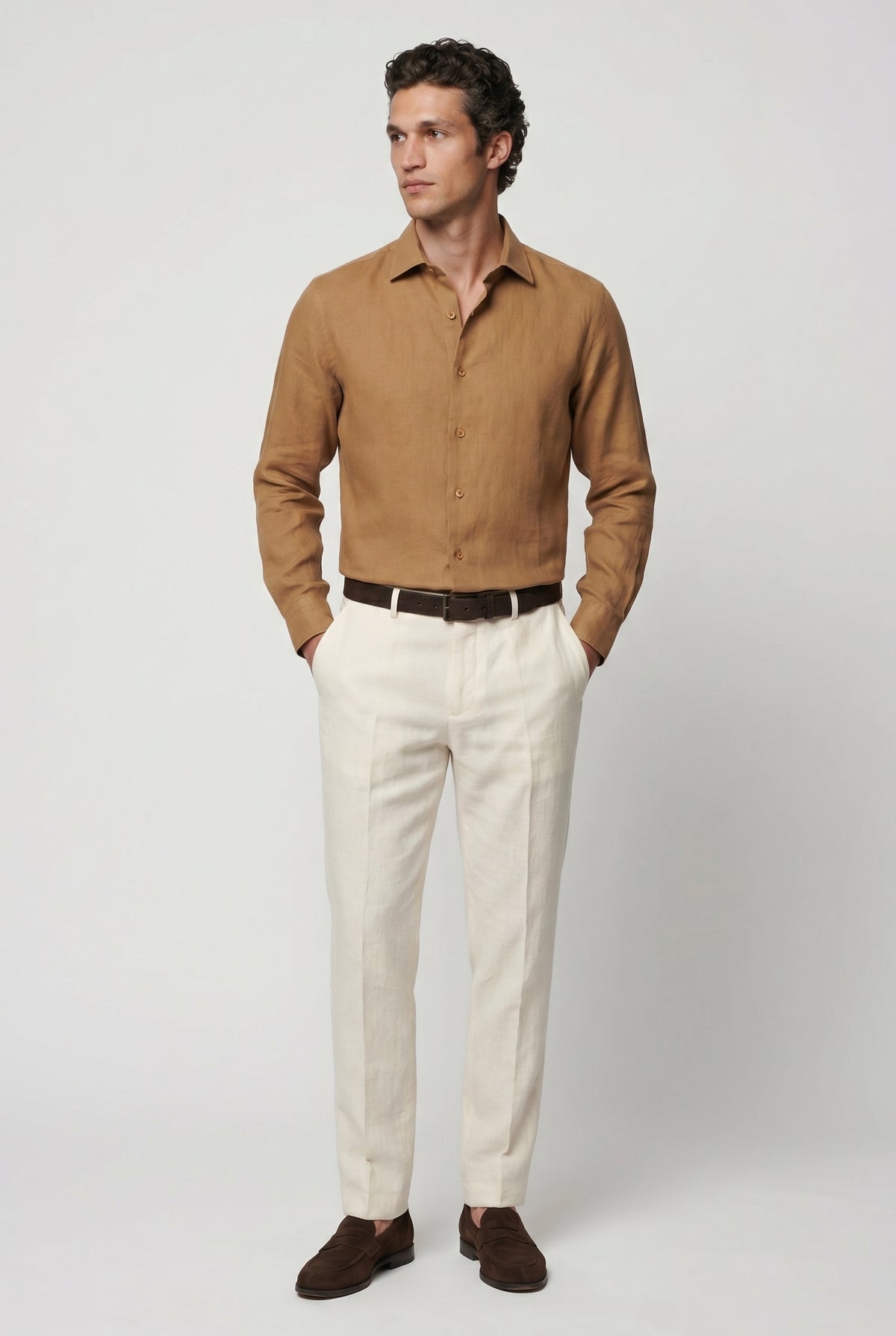 Linskjorte til Mænd - Camel - Lin - Regular Fit - frame 2