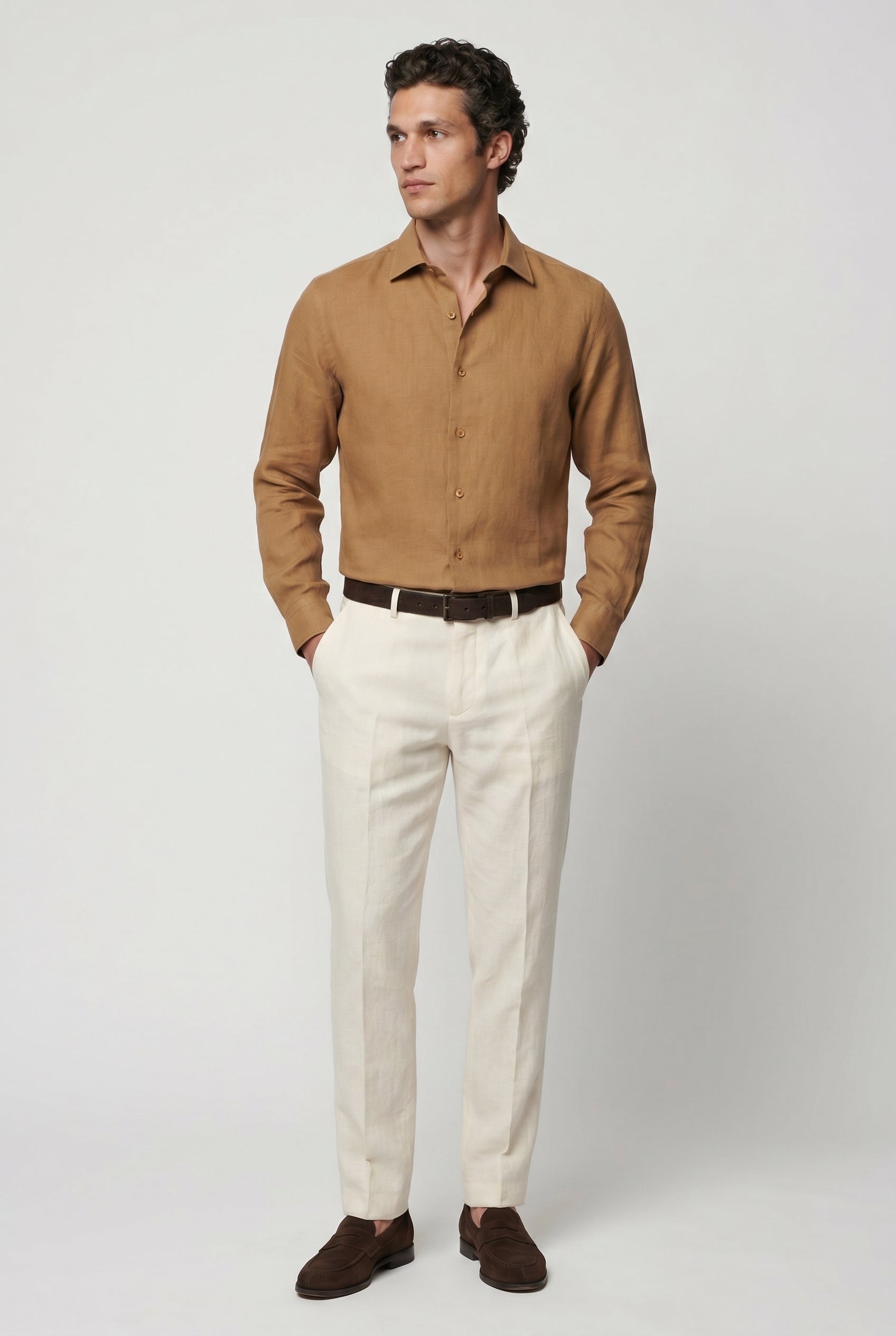 Linskjorte til Mænd - Camel - Lin - Regular Fit - frame 2