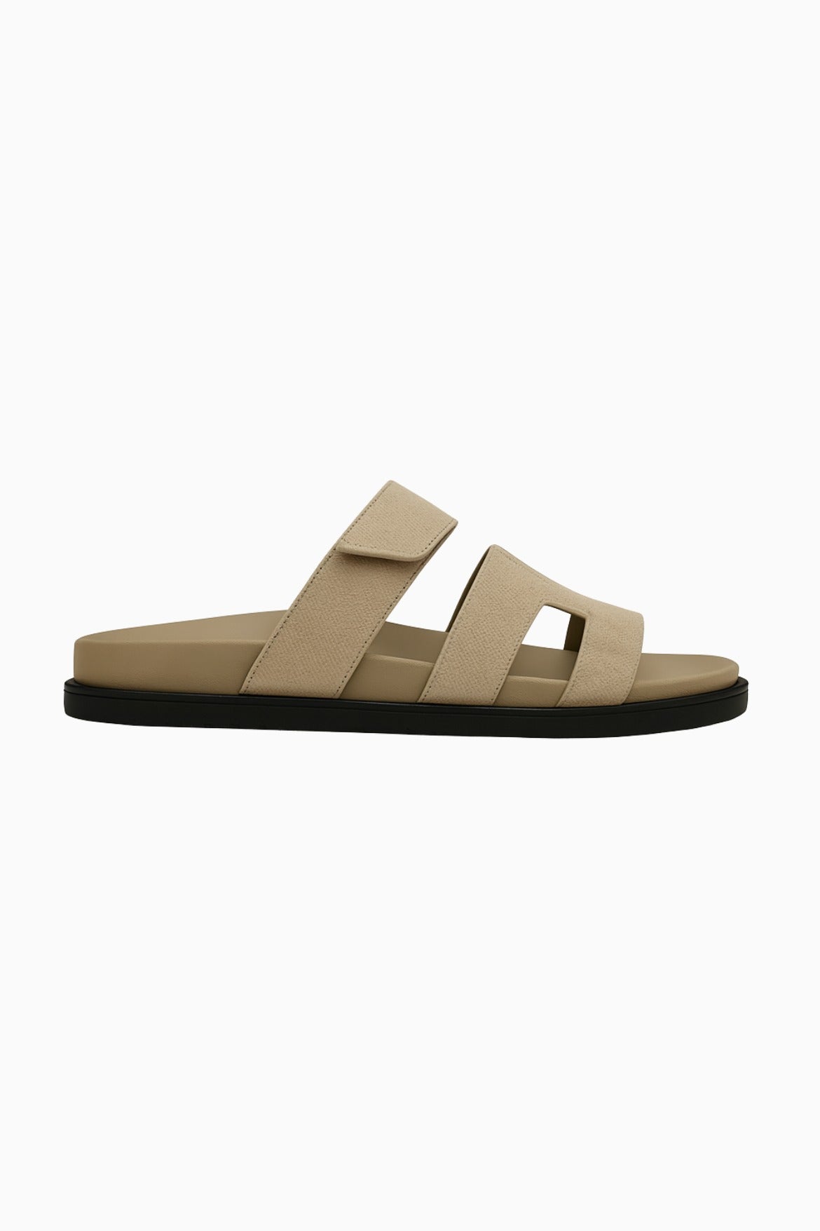 Herresandaler i Beige Læder - H-Cut Slip-On Design
