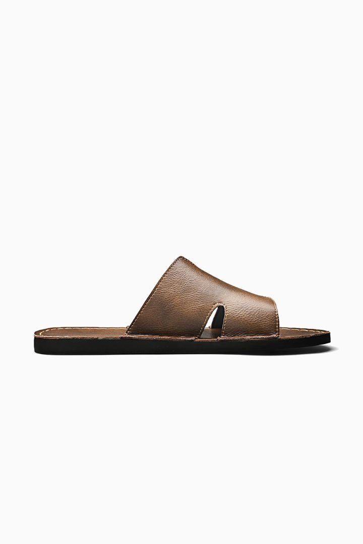 Herresandaler i Sort Læder - Slip-On Slide til Sommer