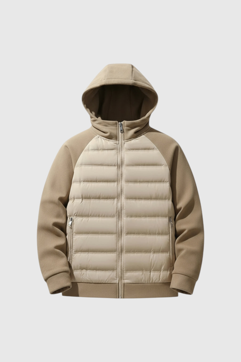 Løs pasform hættejakke med dun - Khaki Beige - Jakker - Valmont Wear