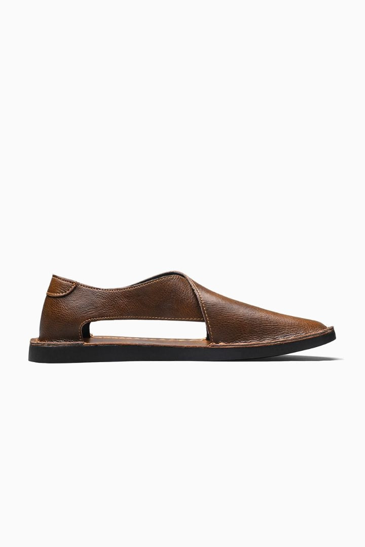 Herresandaler i Brun Læder - Åben Side Stil til Sommer