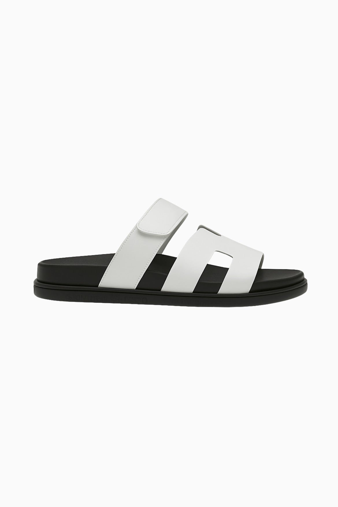 Herresandaler i Hvid Læder - H-Cut Komfort Slip-On