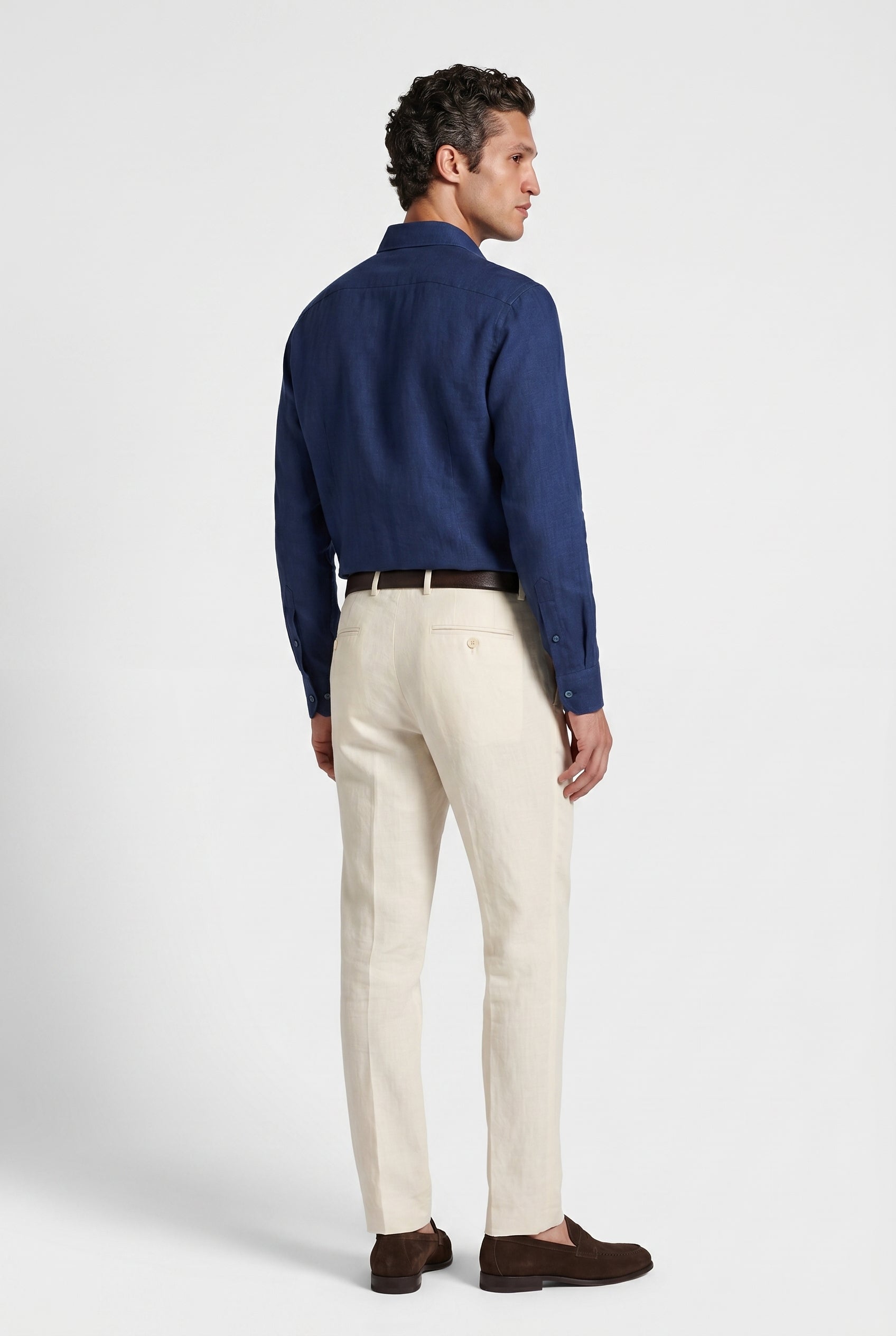 Linskjorte til Mænd - Marineblå - Lin - Regular Fit - frame 3
