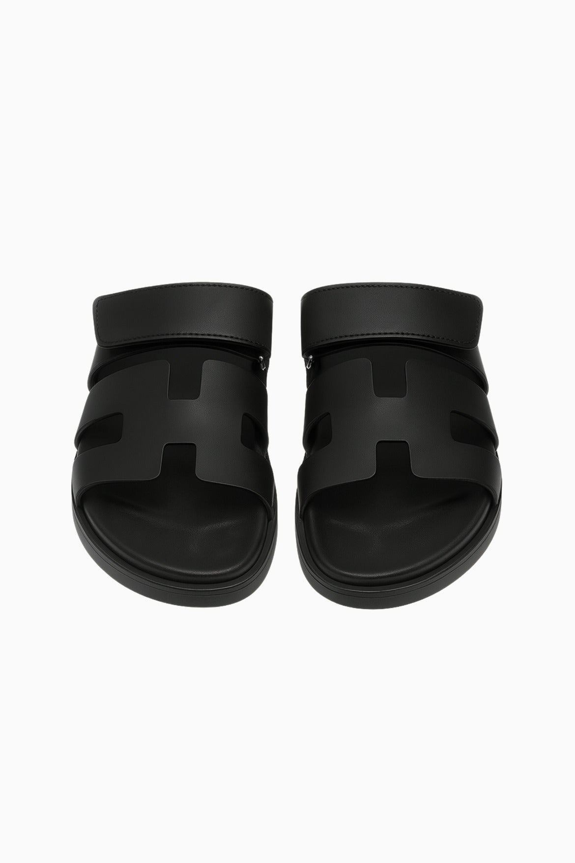 Herresandaler i Sort Læder - H-Cut Slip-On Komfort