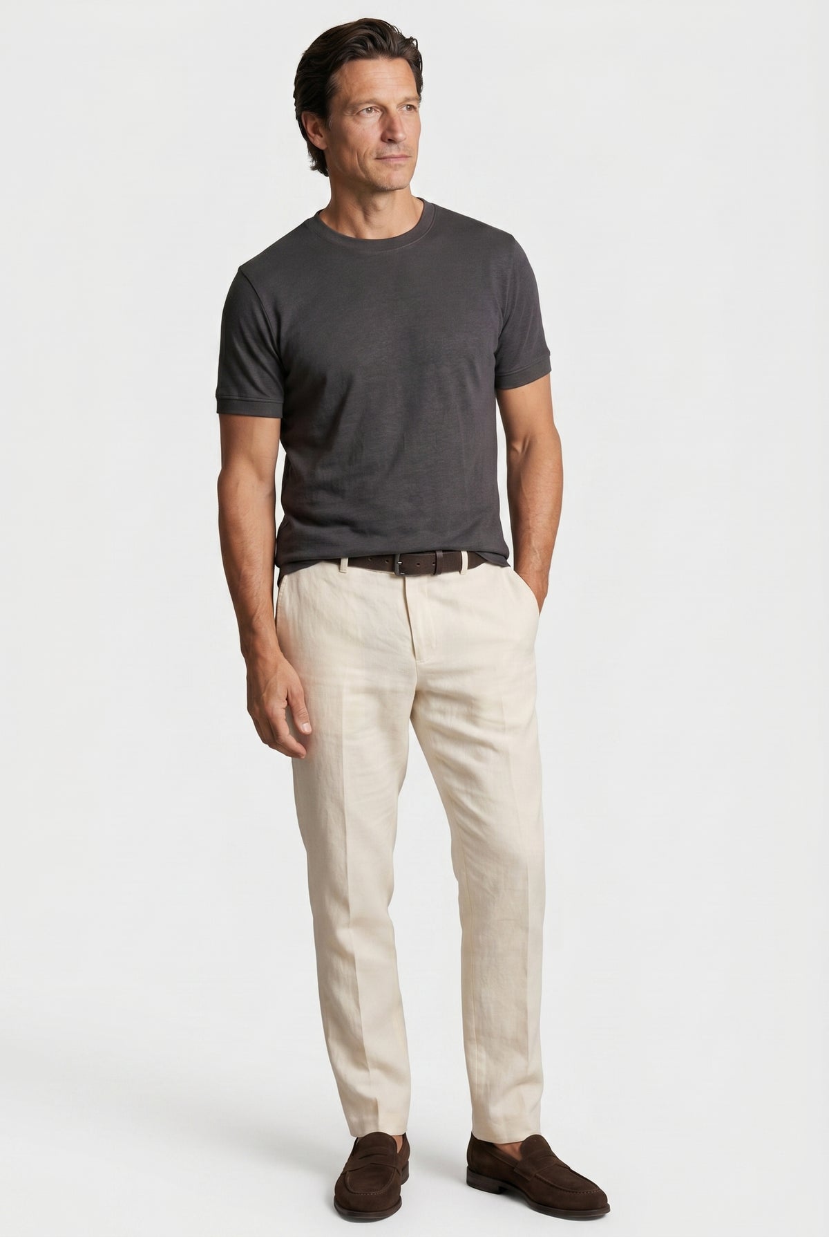 T-Shirt til Mænd - Antraciet - Lin - Slim Fit - frame 2