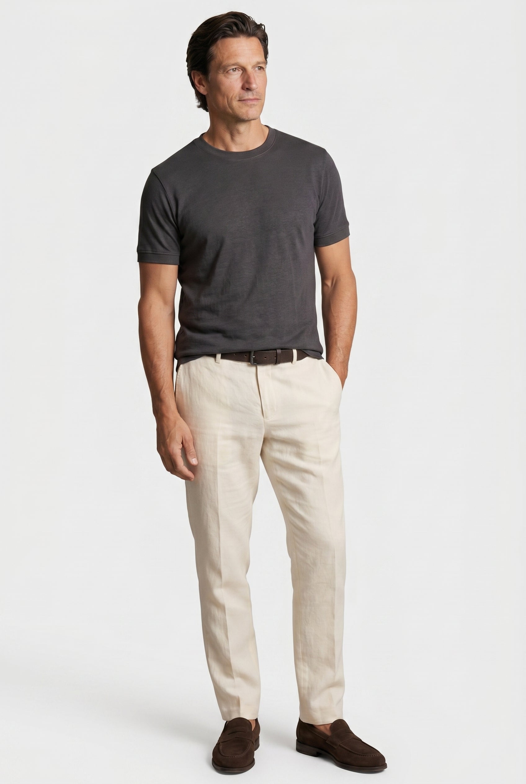 T-Shirt til Mænd - Antraciet - Lin - Slim Fit - frame 2