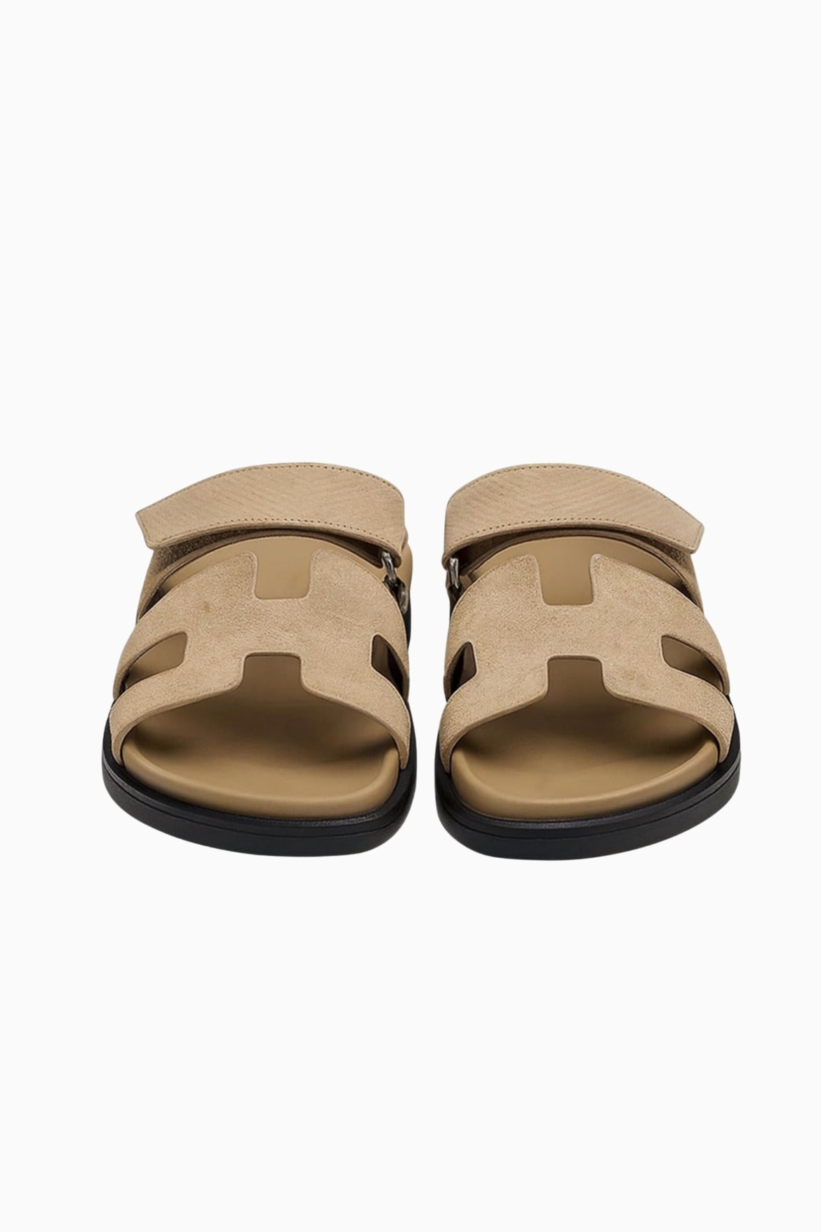Herresandaler i Beige Læder - H-Cut Slip-On Design