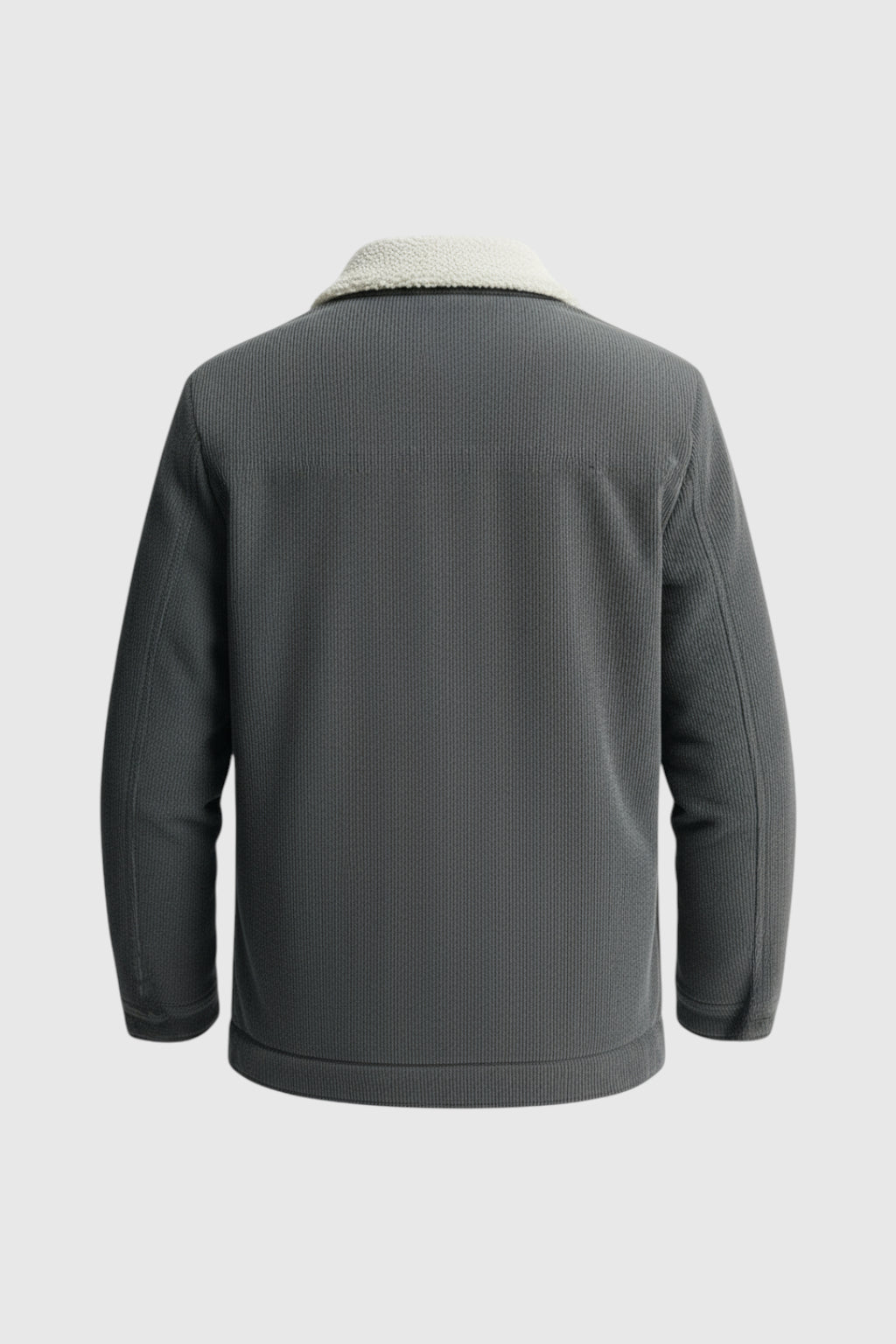 Herrejakke i fløjl med sherpa-krave og trykknapper - Mørk Koksgrå - - Jakker - Valmont Wear