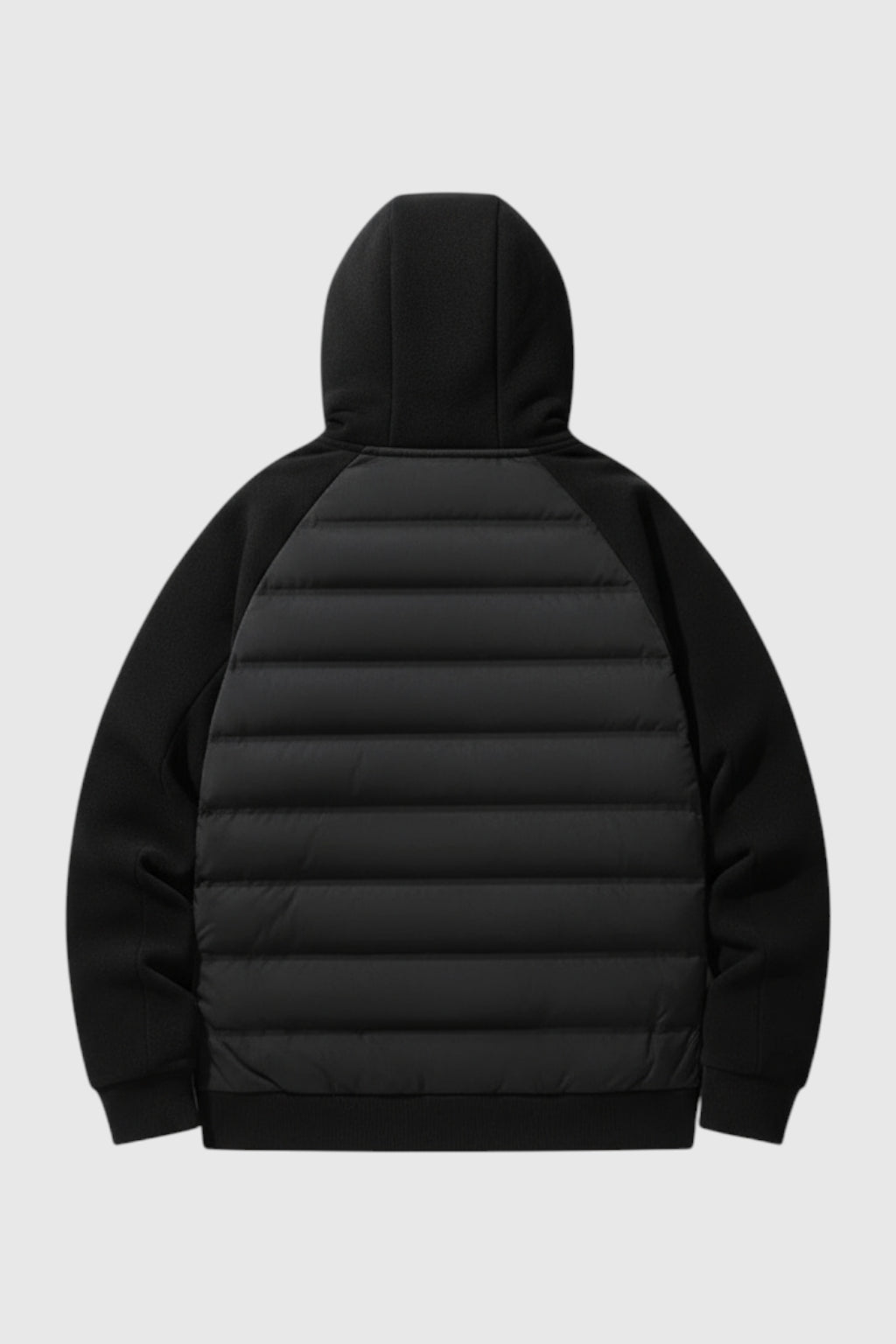 Løs pasform hættejakke med dun – Sort