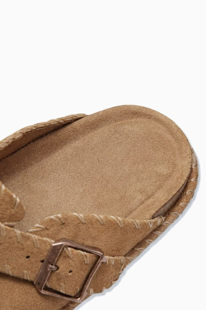 Herresandaler i Kamel Ruskind - Komfortabel Træsko Slip-On