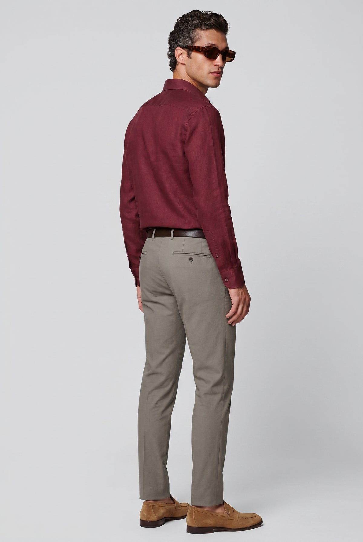 Linskjorte til Mænd - Bordeaux - Lin - Regular Fit - frame 3