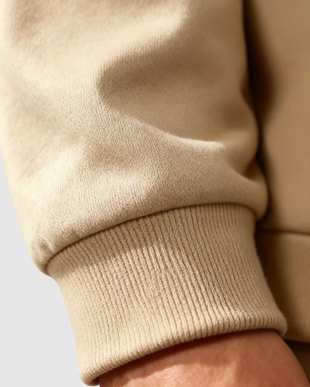 Herre Sweatshirt med Kontrastkrave og Polokrave – Beige