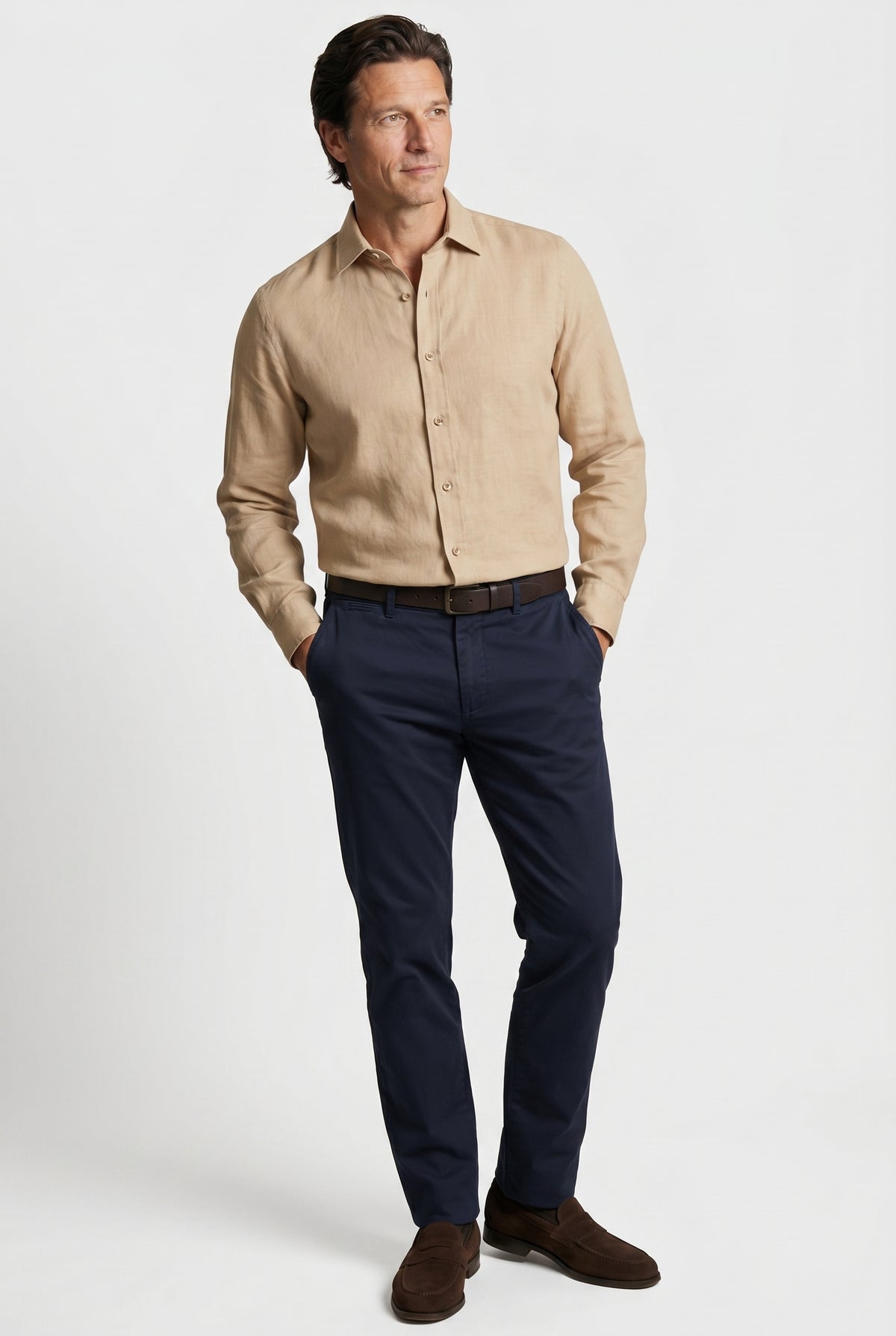 Linskjorte til Mænd - Sand - Lin - Regular Fit - frame 2