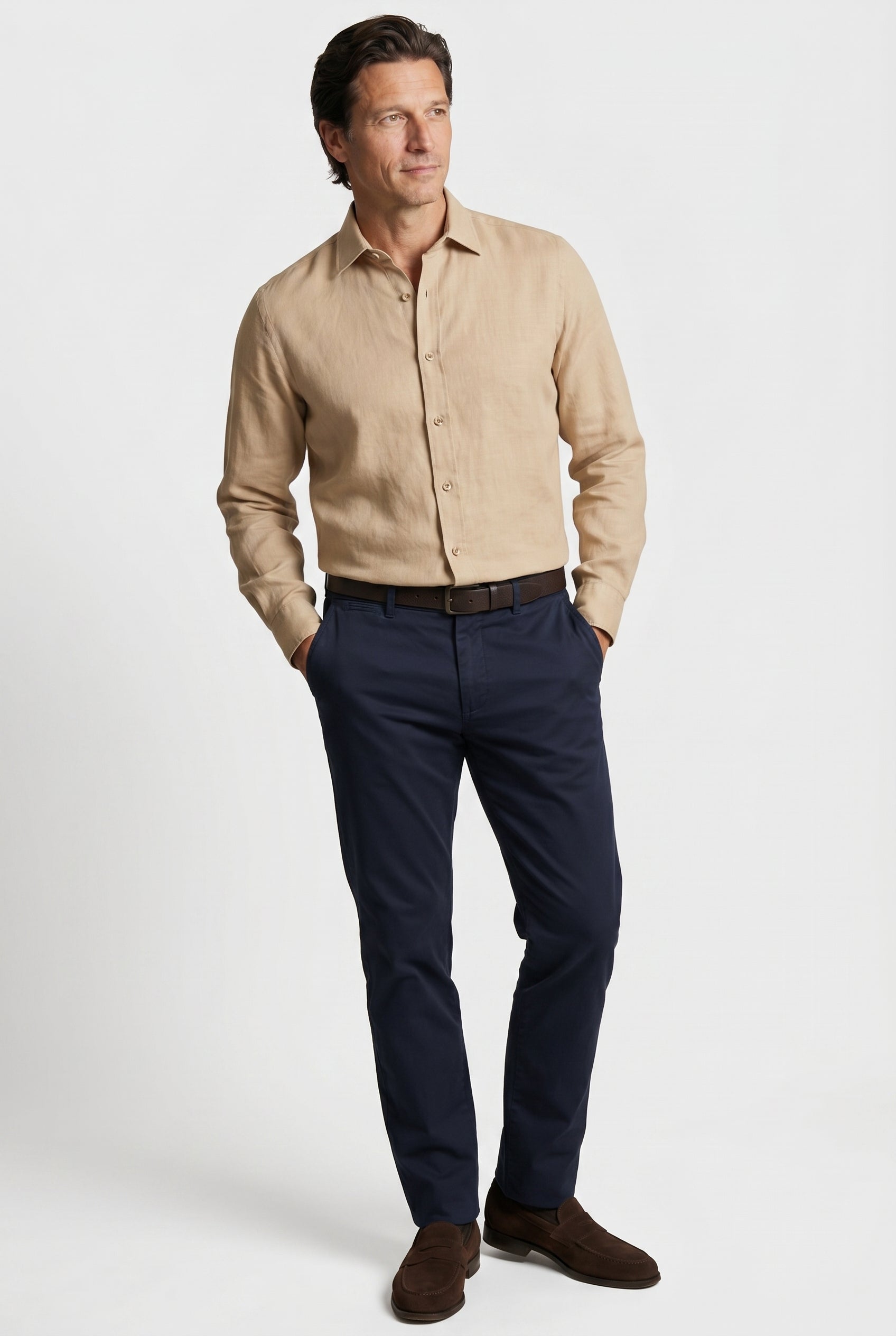 Linskjorte til Mænd - Sand - Lin - Regular Fit - frame 2