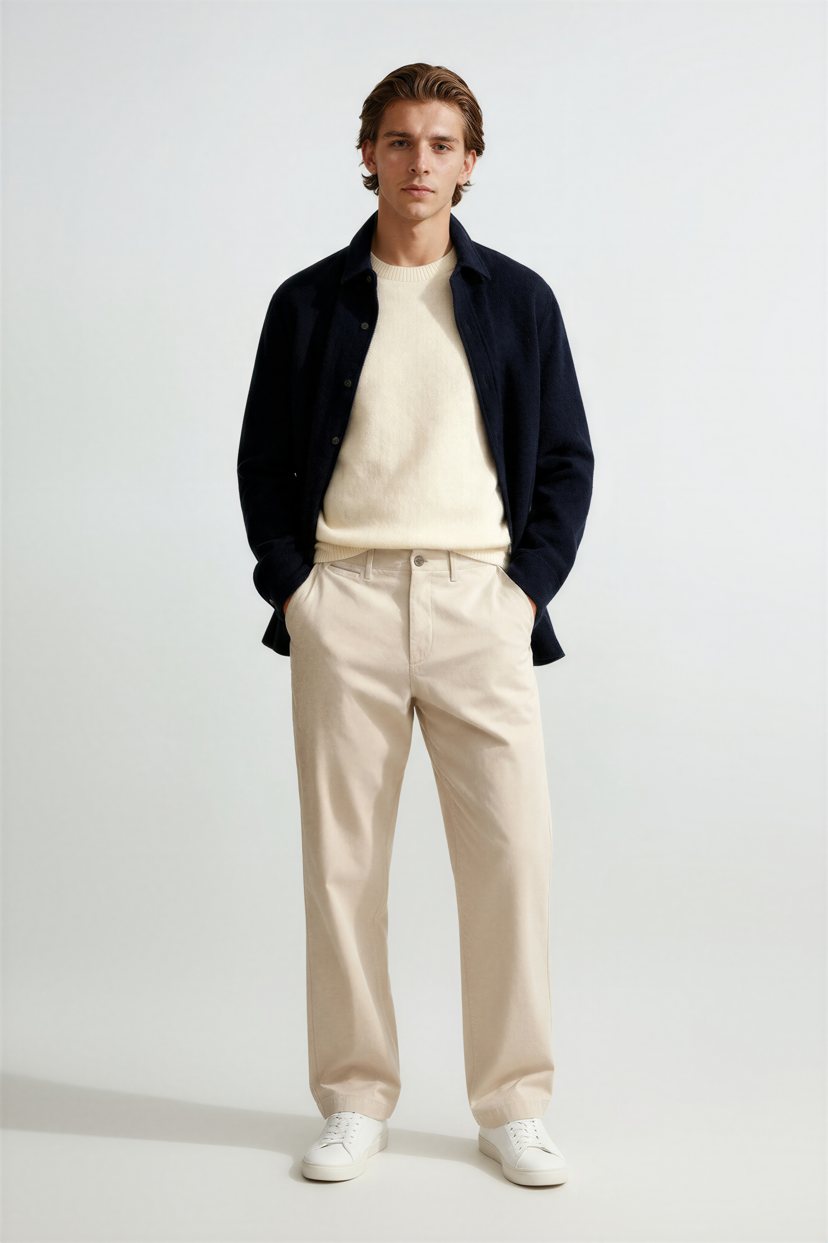 Herre Chinos i Sandy Beige – Løs Pasform