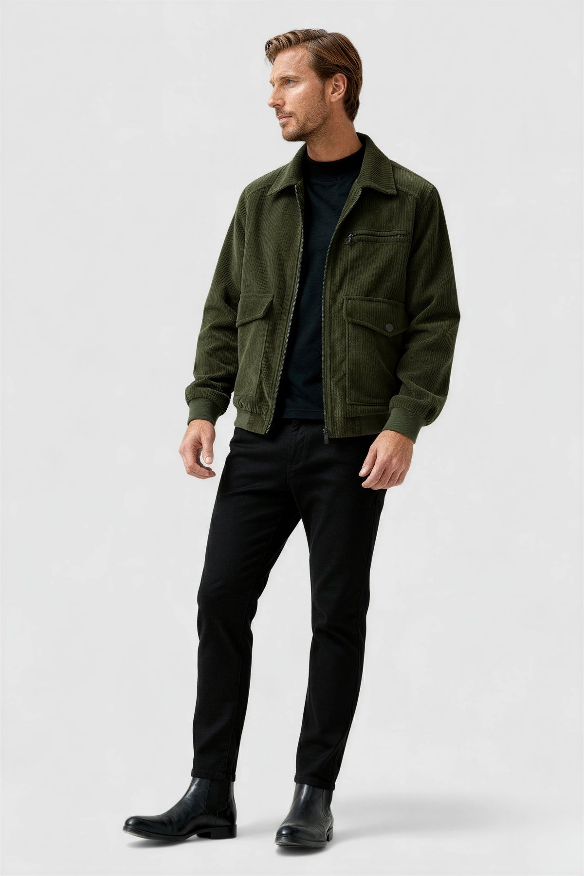 Herre Corduroy Jakke – Armygrøn - - Jakker - Valmont Wear