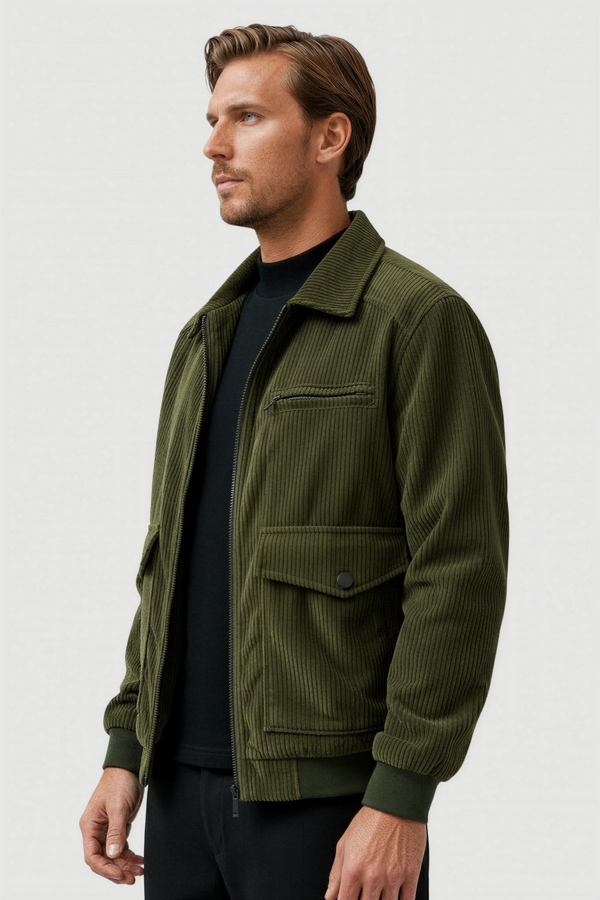 Herre Corduroy Jakke – Armygrøn - - Jakker - Valmont Wear