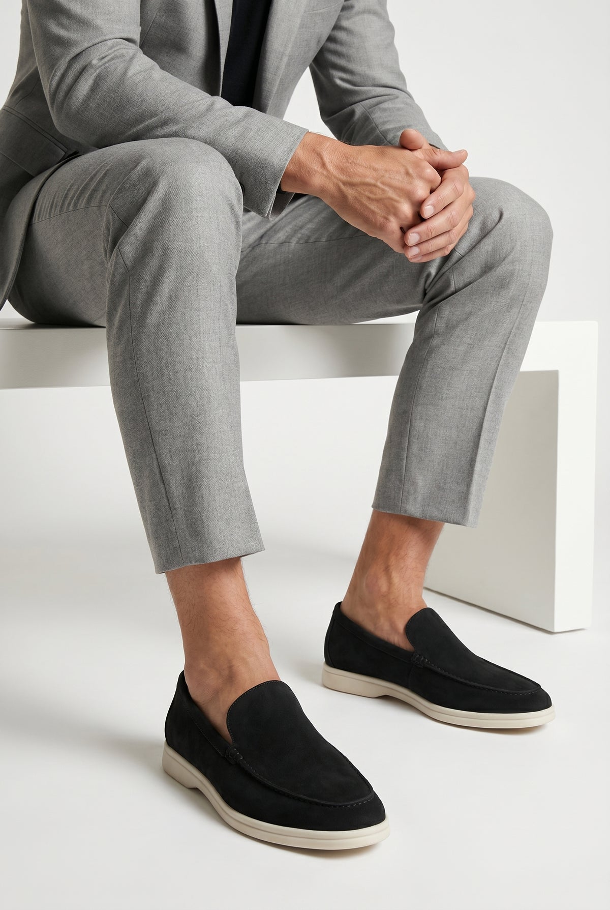 Penny Loafer for Men in Black Suede - Handmade Italian Men's Shoes