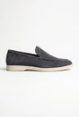 Mocassini uomo penny loafer grigio carbone in camoscio