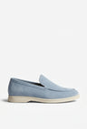 Mænds Lyseblå Ruskind Penny Loafers – Håndlavede Italienske Herresko i Ægte Ruskind - Lyseblå - Shoes - Valmont Wear