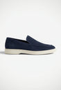 Mokasíny pánské námořnicky modré – penny loafers, semiš, slip-on, klasické