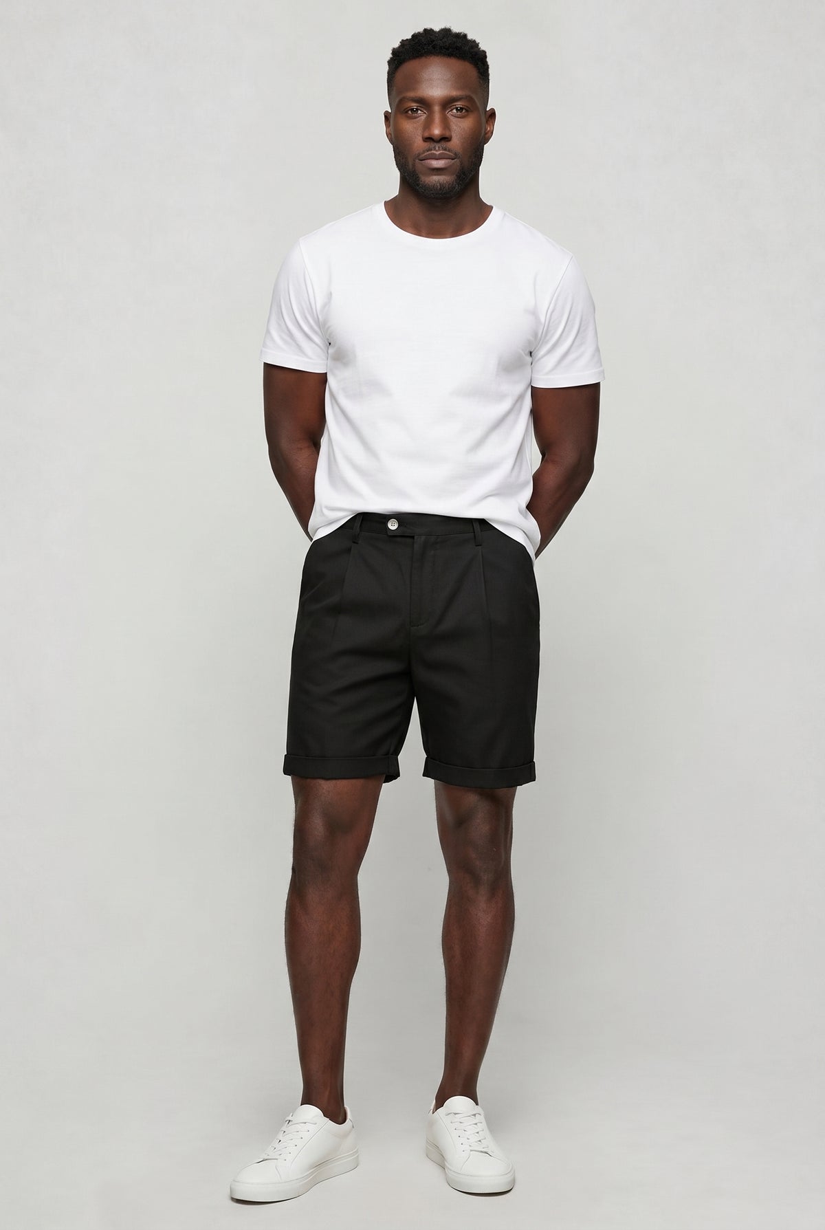 Valmont Wear sort hør shorts model hero