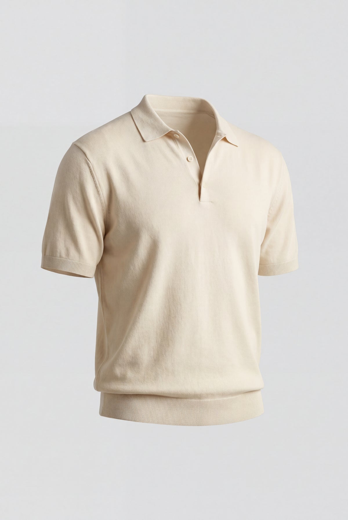 Set polo lavorato a maglia per uomo - Set estivo verde oliva e crema con pantaloncini in lino e mocassini