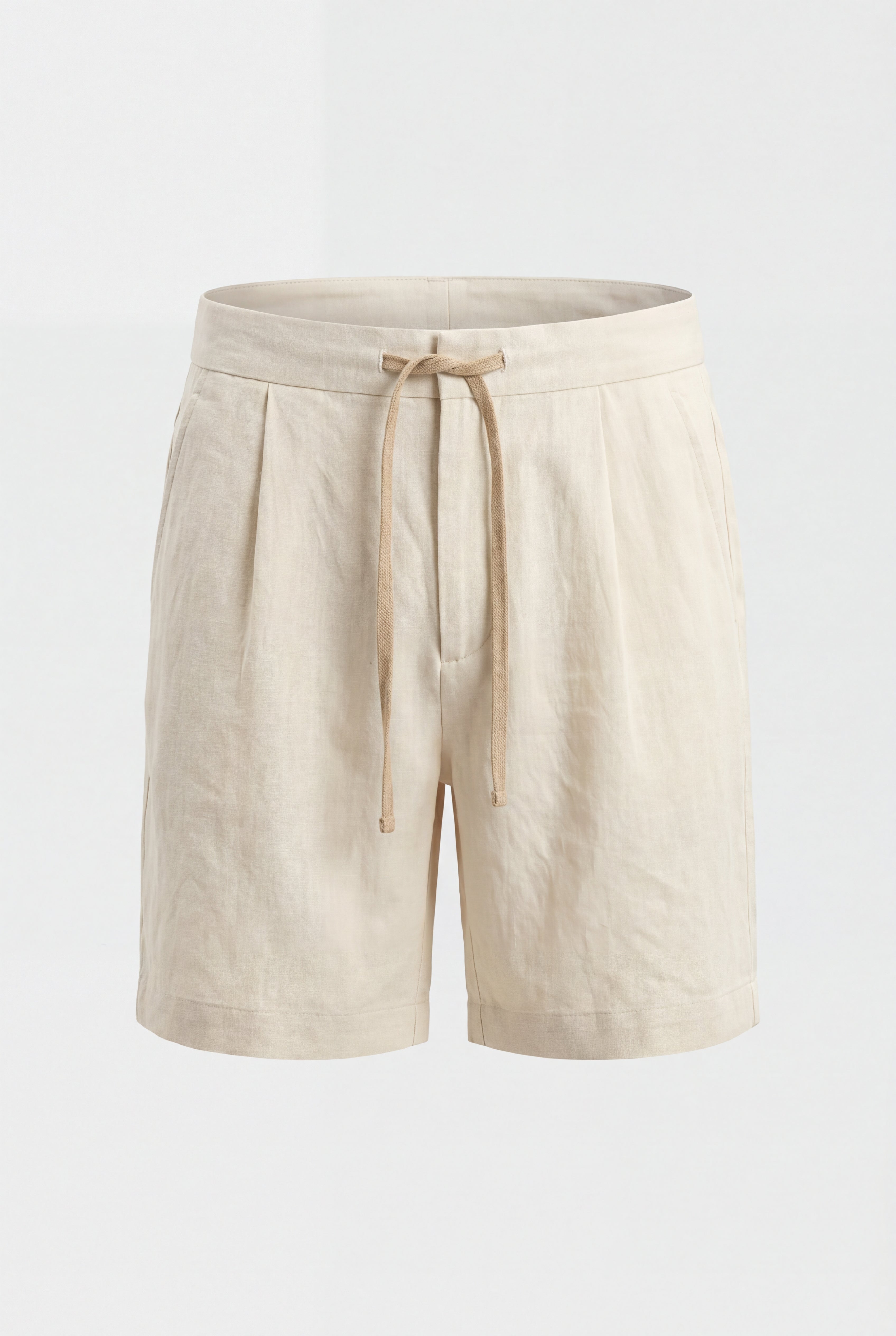Ensemble d'été complet pour hommes - Polo en maille, short en lin et mocassins en daim - Chocolat brun & crème blanche