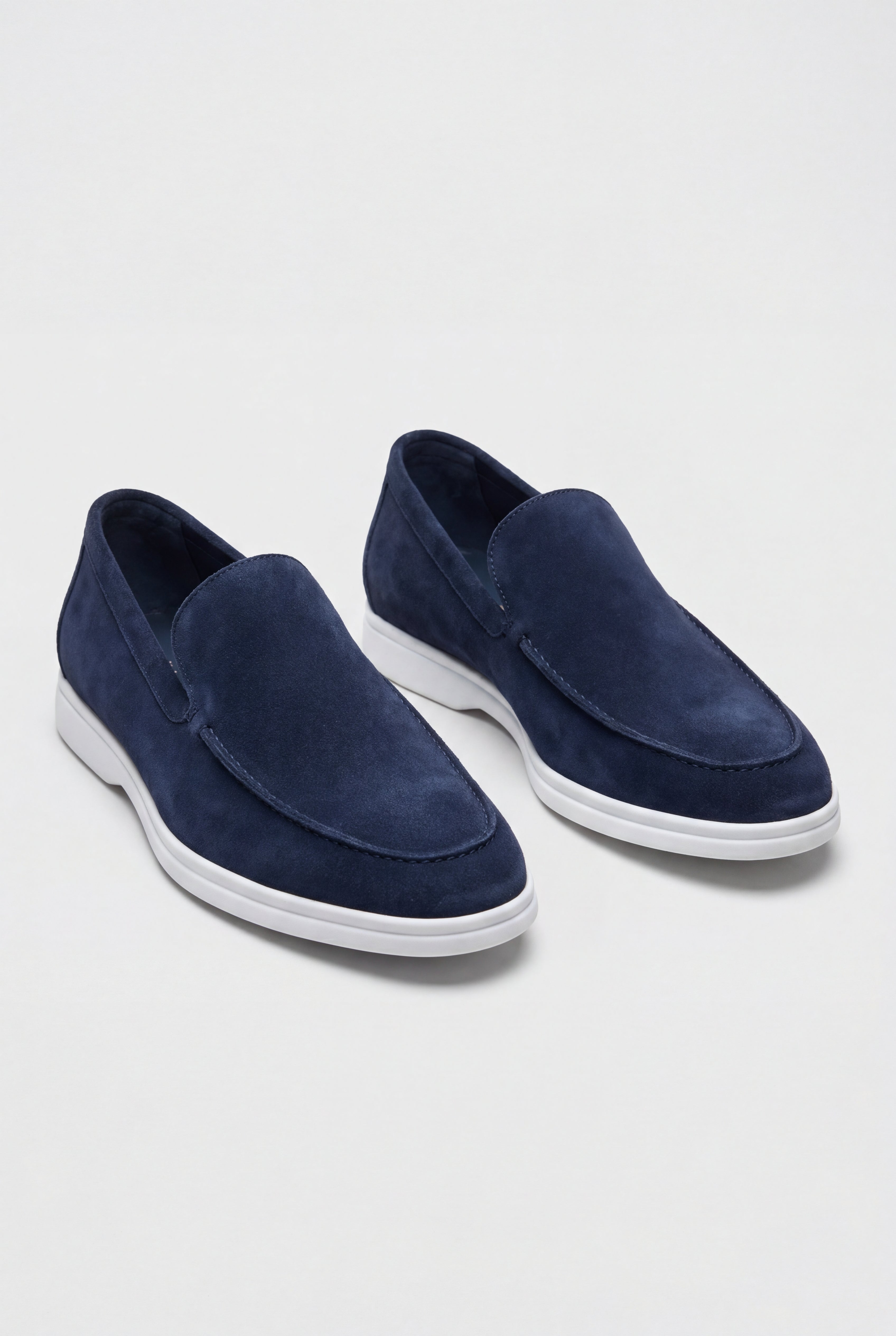 Ensemble d'été complet pour hommes - Polo en maille, pantalon en lin et mocassins en daim - Bleu clair et crème