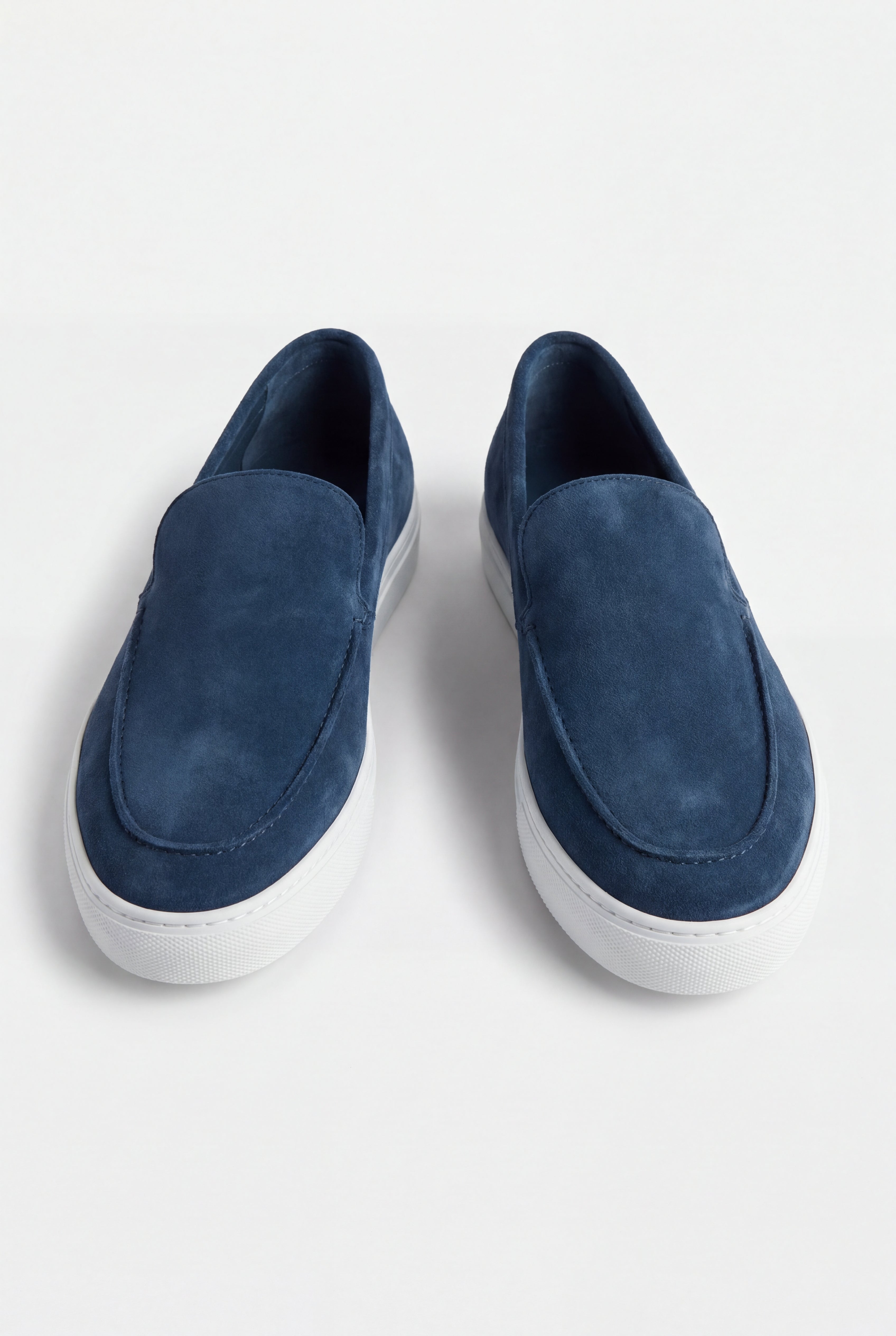 Ensemble d'été complet pour hommes - Polo en maille, short en lin et mocassins en daim - Crème blanc et bleu marine