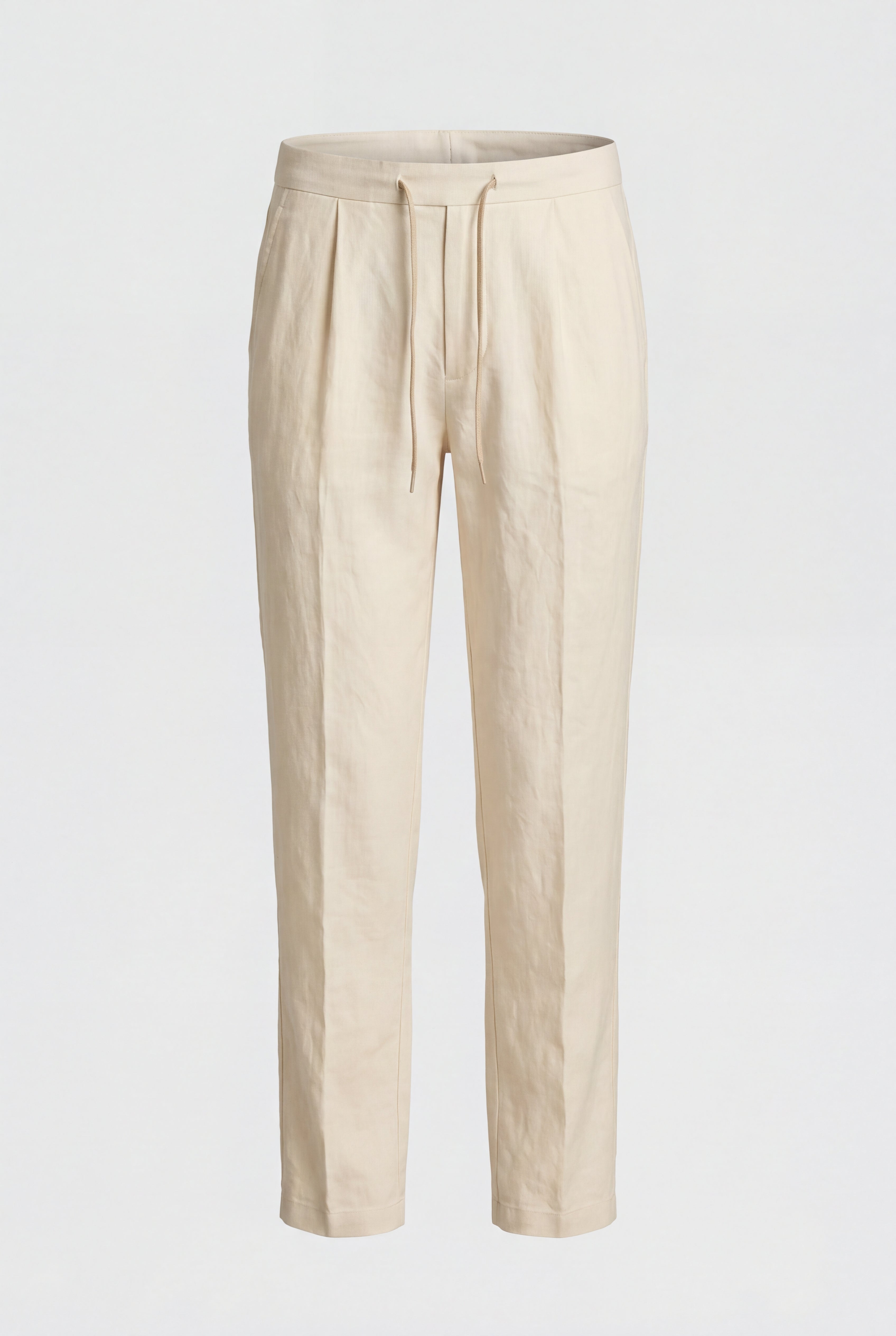 Ensemble d'été complet pour hommes - Polo en maille, pantalon en lin & mocassins en daim - Gris pierre & crème blanche