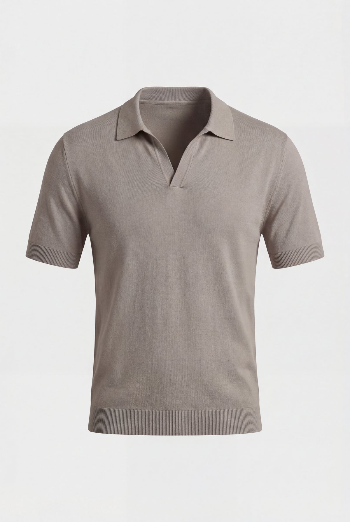 Komplettes Sommer-Set Herren - Strick-Poloshirt, Leinenhose & Wildleder-Loafer - Stein Grau & Cremeweiß