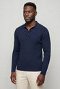 Hemd Herren Marineblau – Strickhemd, Langarm, Reverskragen, Regular Fit