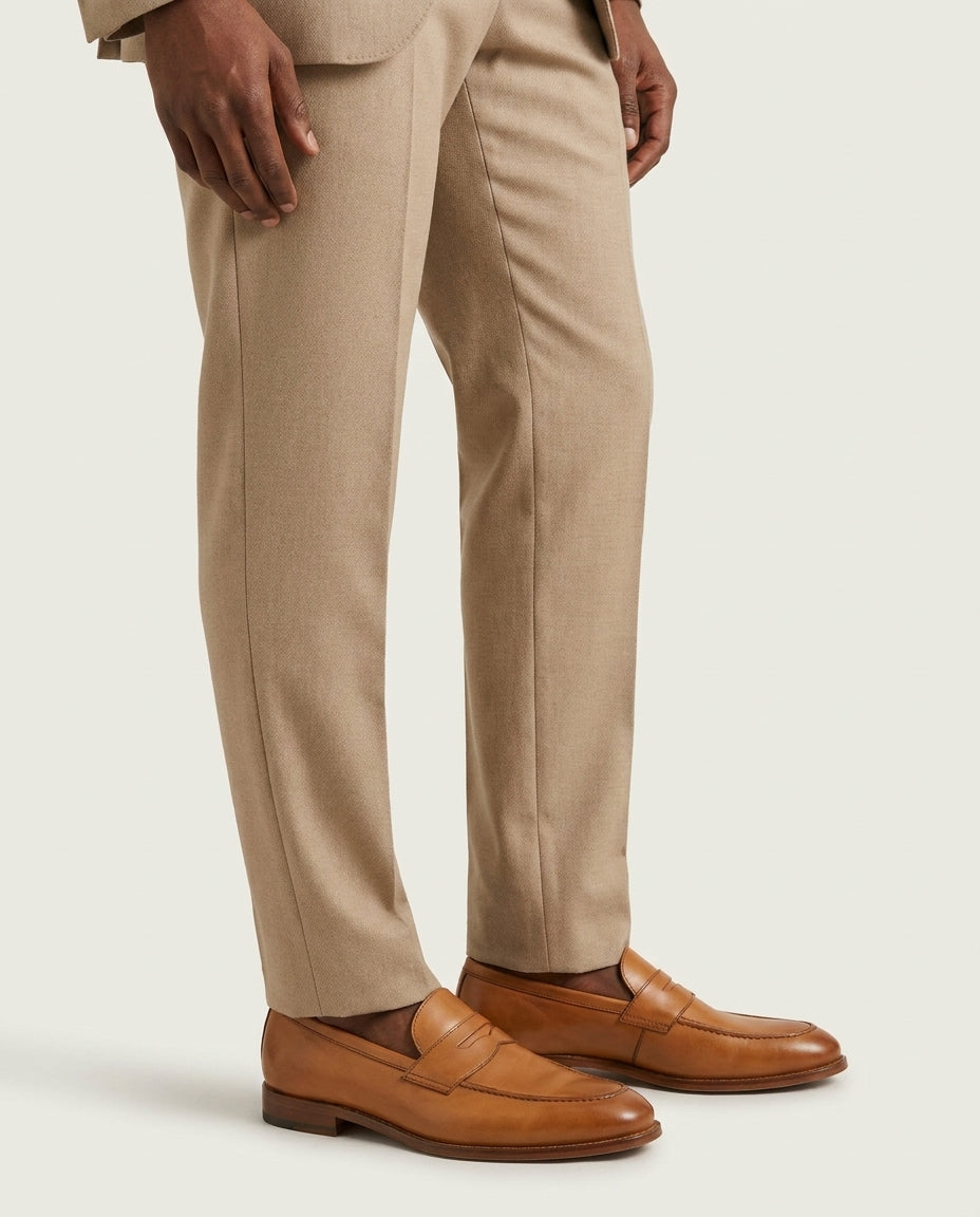 Slim Fit Jakkesæt Herre - Habitsæt 2-Delt - Beige - - Jakkesæt - Valmont Wear