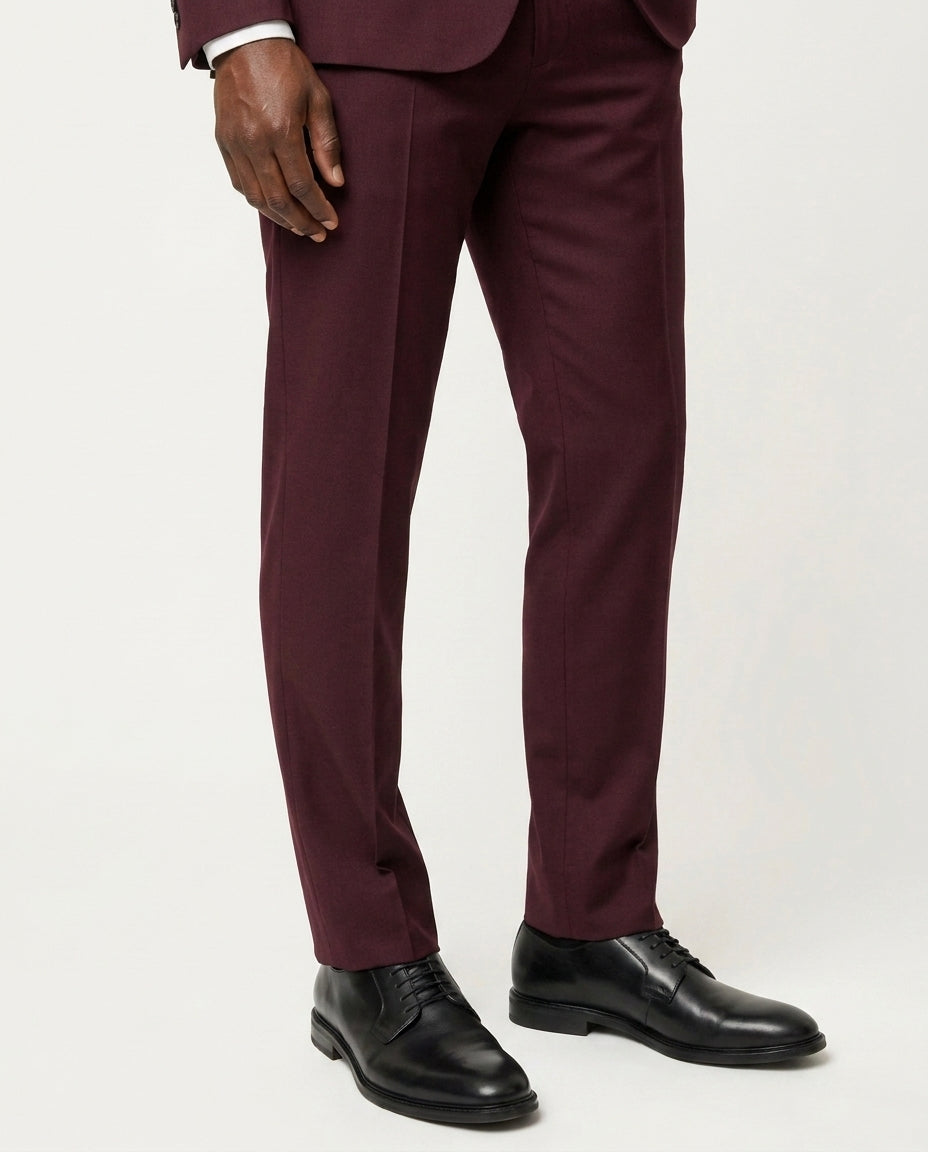 Slim Fit Jakkesæt Herre - Habitsæt 2-Delt - Bordeaux - - Jakkesæt - Valmont Wear
