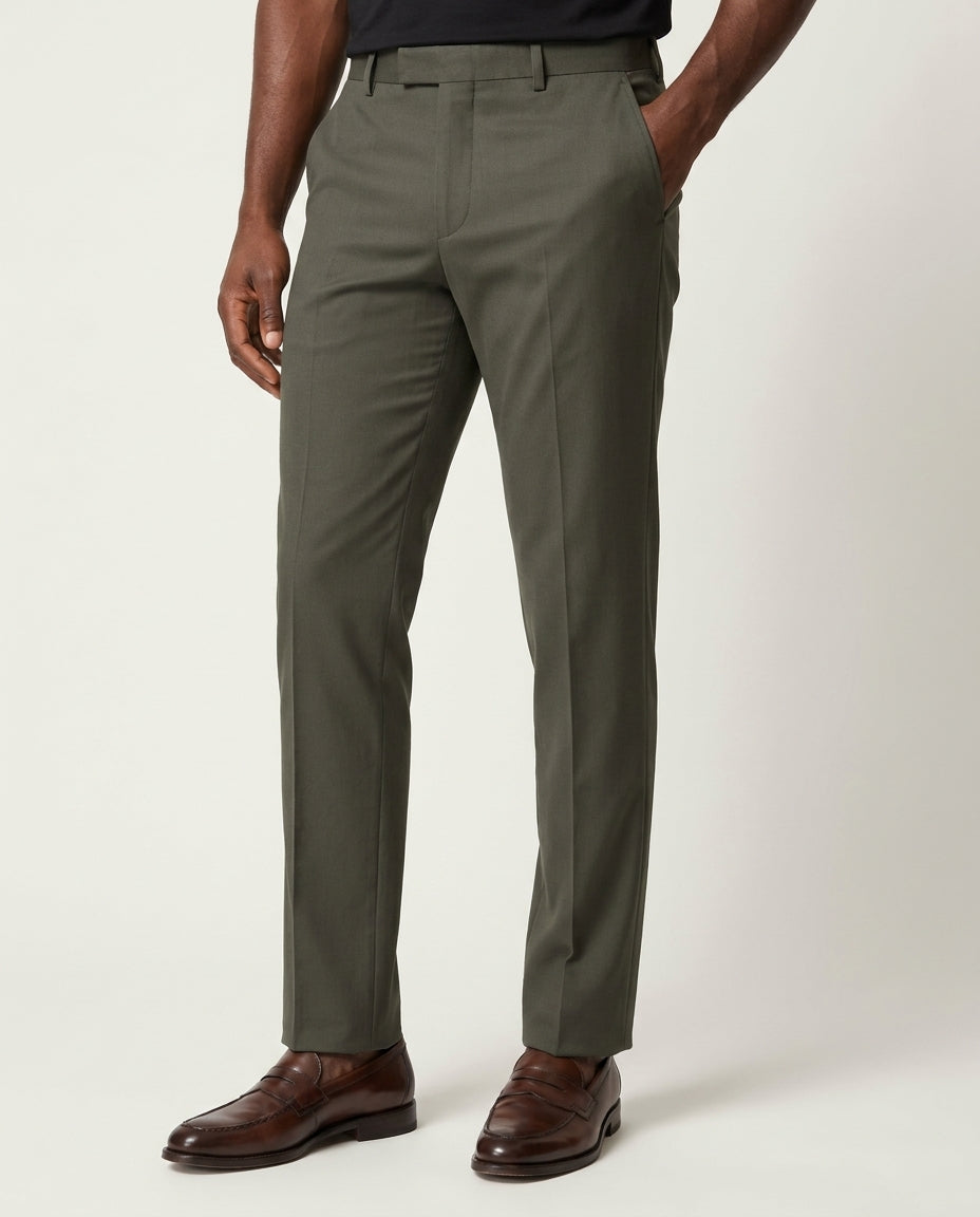 Slim Fit Jakkesæt Herre - Habitsæt 2-Delt - Oliven - - Jakkesæt - Valmont Wear