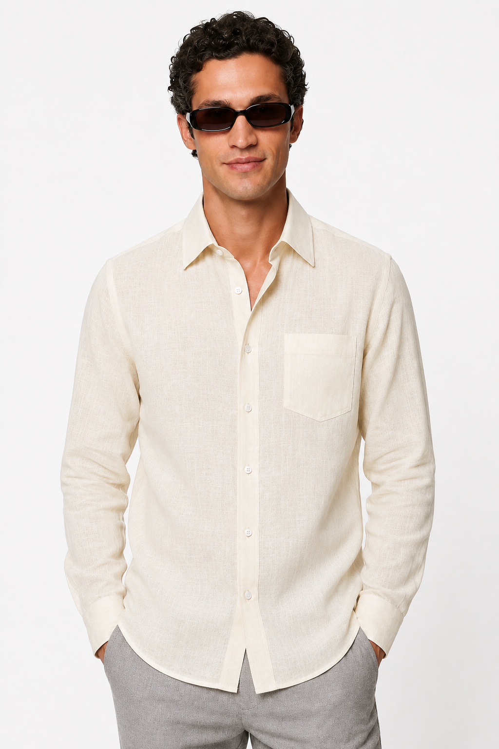 Linnen Skjorte i Premium Hør - Sand - Klassisk Sommer Skjorte - - Skjorter - Valmont Wear
