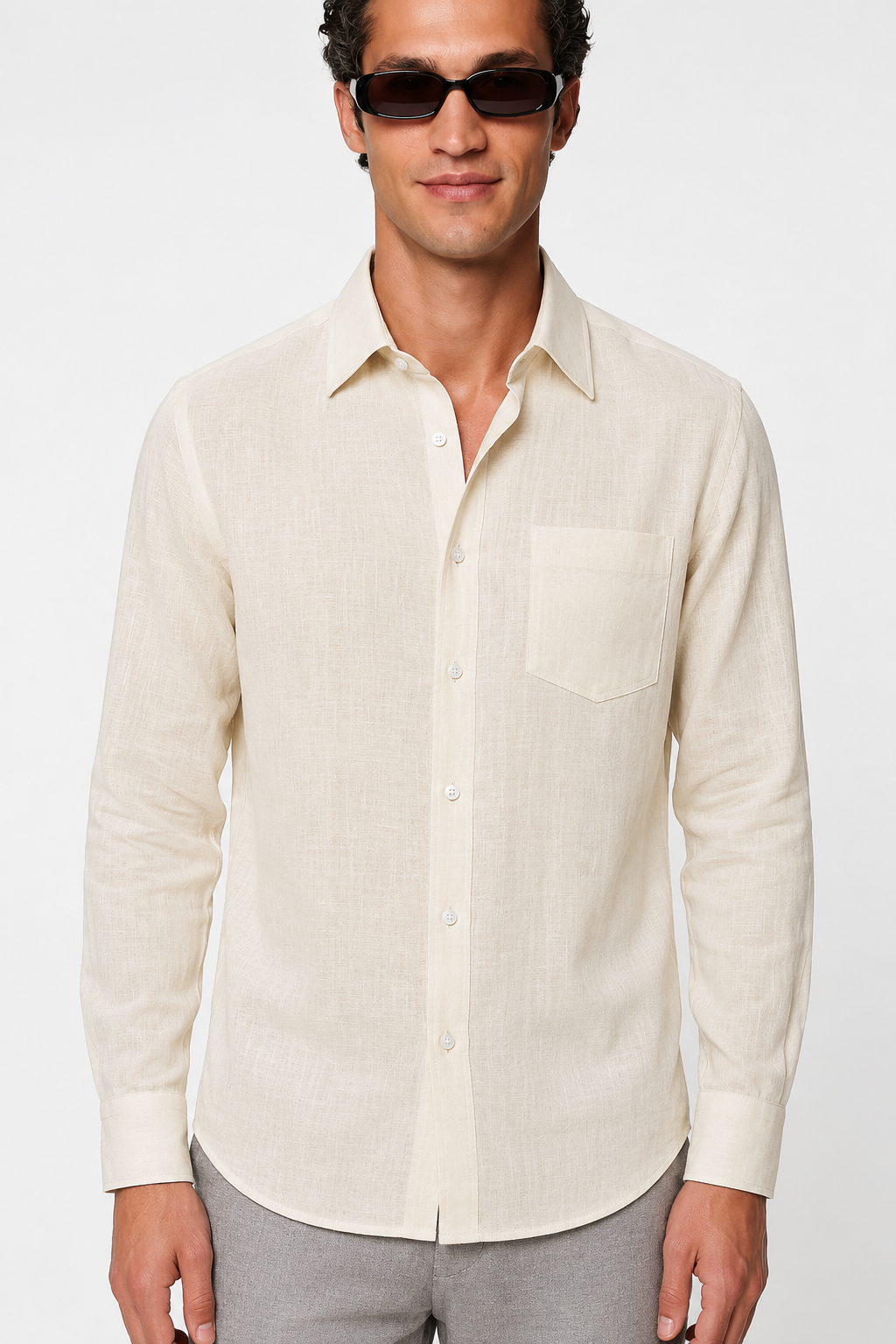Linnen Skjorte i Premium Hør - Sand - Klassisk Sommer Skjorte - - Skjorter - Valmont Wear