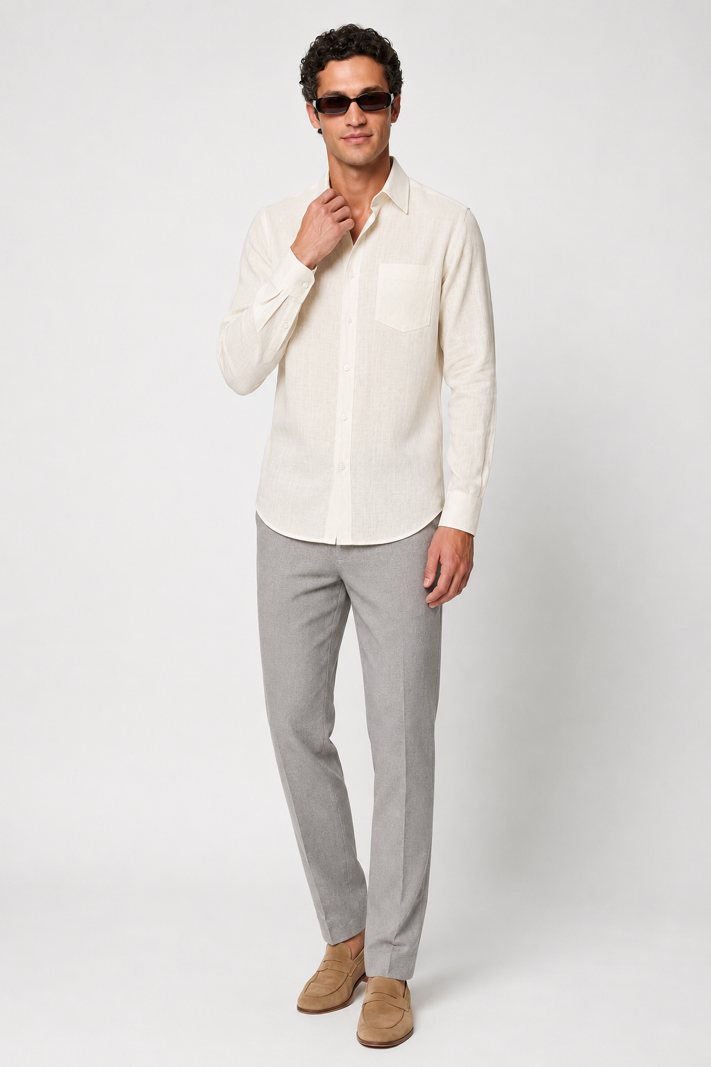 Linnen Skjorte i Premium Hør - Sand - Klassisk Sommer Skjorte - - Skjorter - Valmont Wear